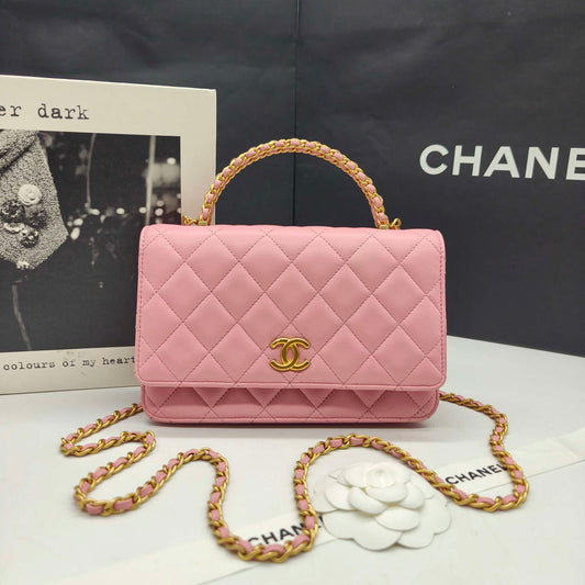 Chanel - 22K WOC with Top Handle Chain Bag - Lambskin leather - Pink - (mini)