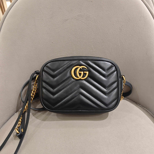 Gucci - Marmont Mini Camera Bag - Matelassé leather - Black - (mini)