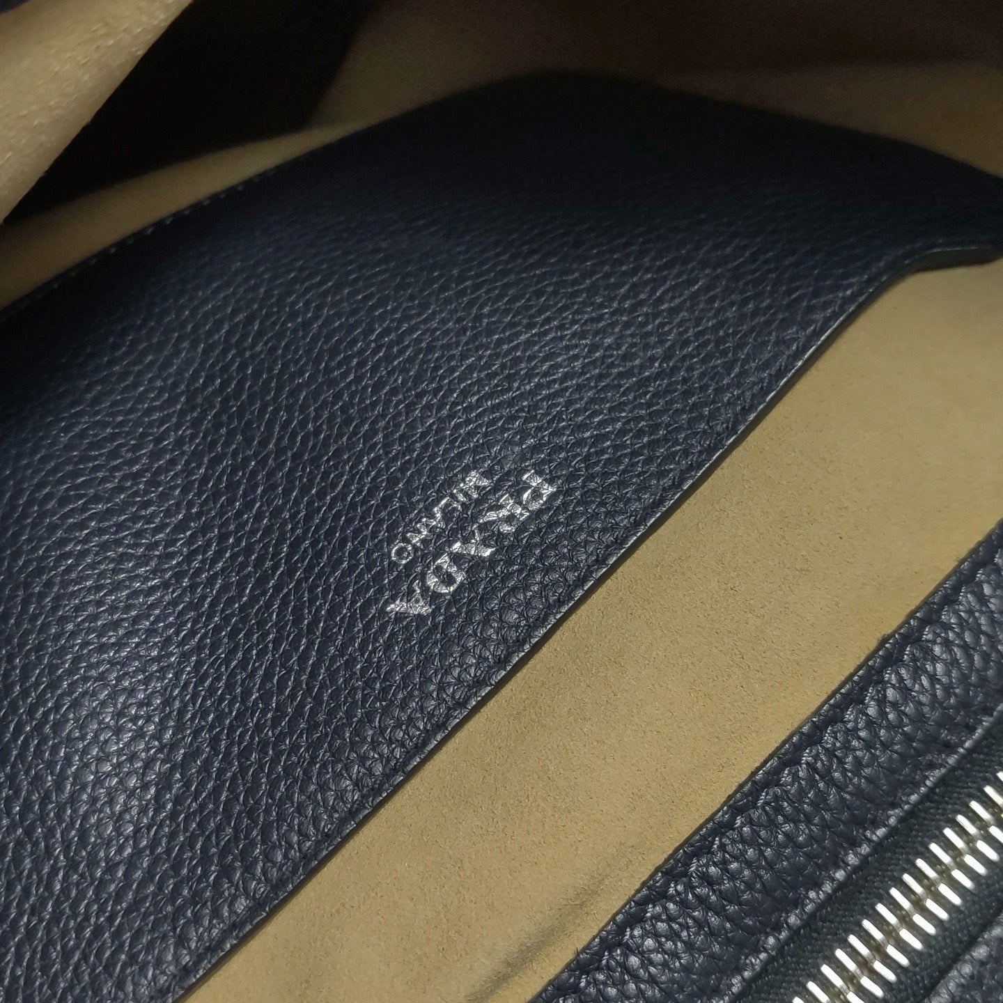 Prada - Grained Leather Drawstring Flap Backpack - Leather - Navy - (Medium)