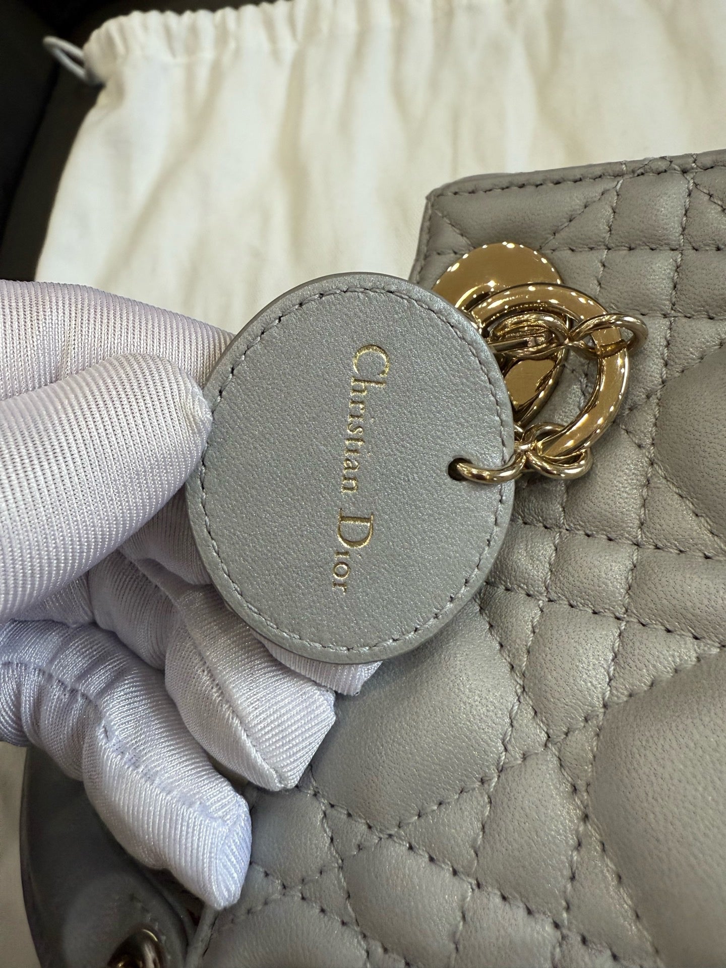 Dior - Lady Dior Mini - Lambskin leather - Grey - (mini)