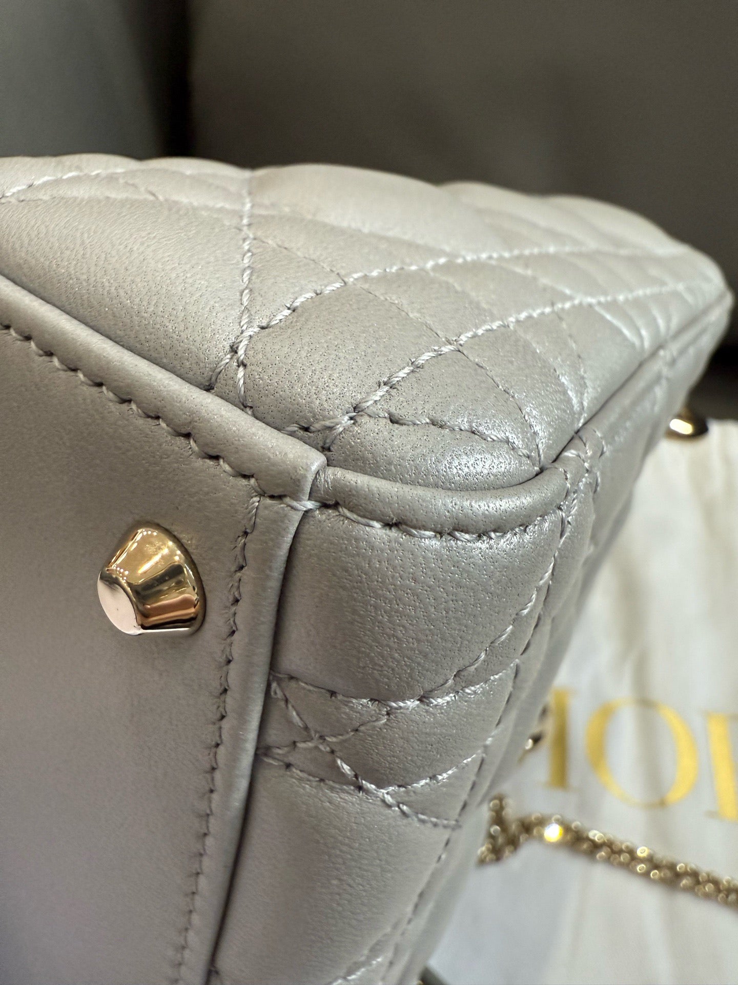 Dior - Lady Dior Mini - Lambskin leather - Grey - (mini)