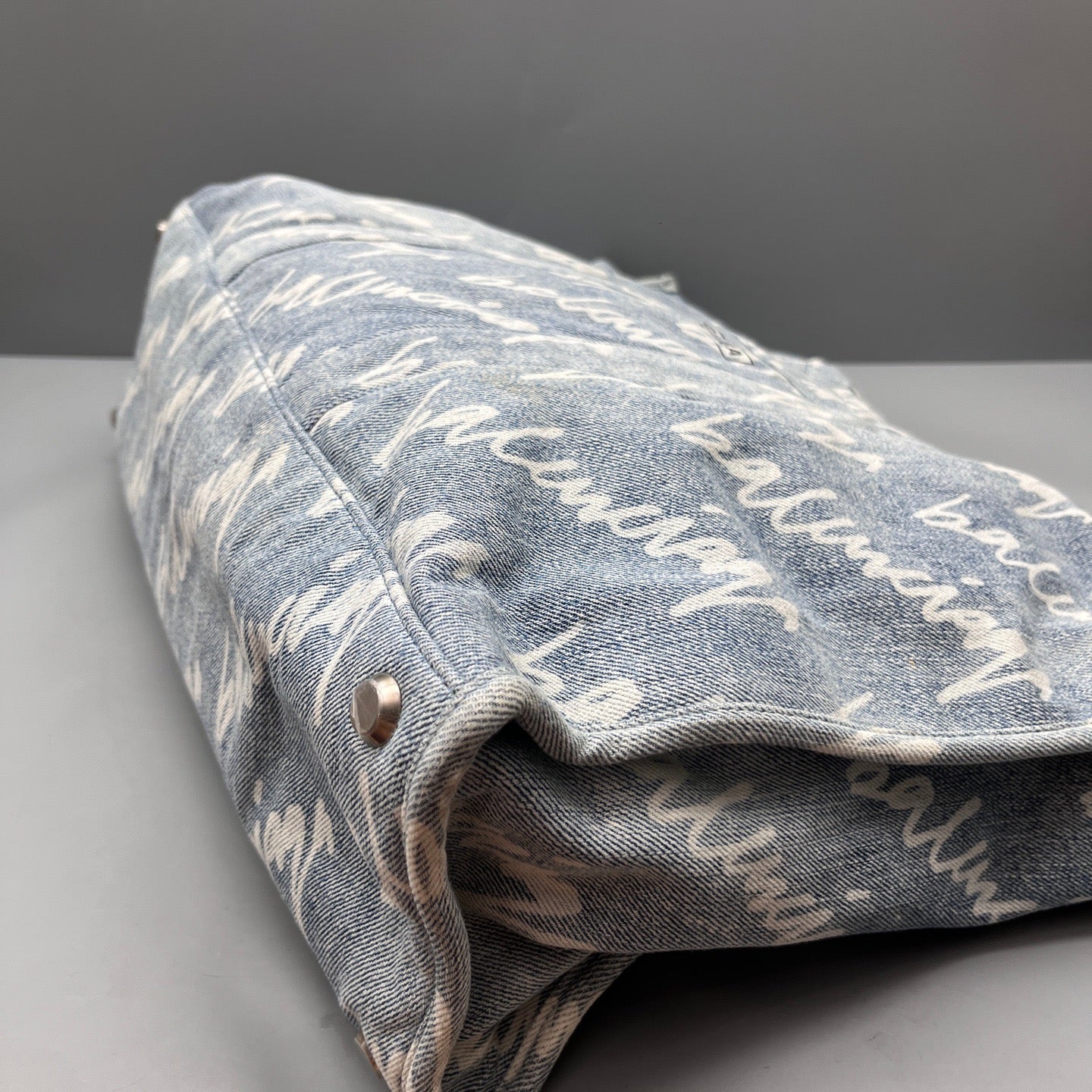 Balenciaga - All-Over Logo Denim Tote Bag - Denim - Light Blue - (Large)