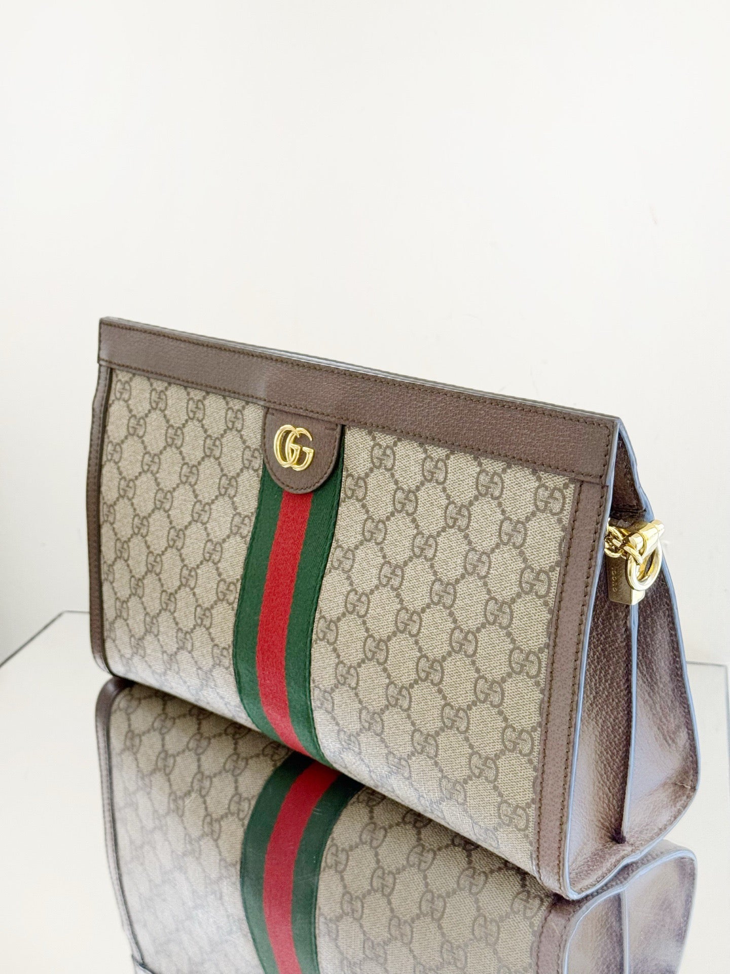 Gucci - Ophidia Large Clutch Bag - GG Supreme canvas with leather trim - Beige - (large)