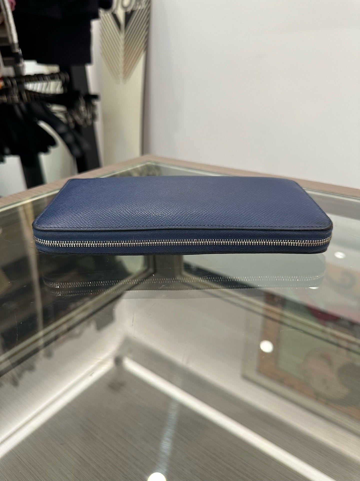 Hermès - Silk-in Zipper Wallet - Epsom leather and Silk - Blue - (Medium)