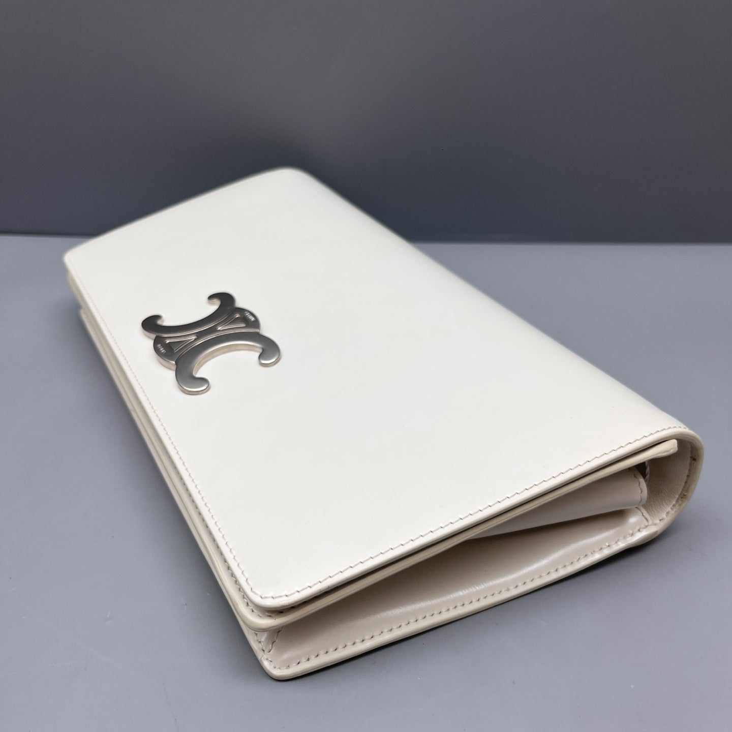 Celine - Triomphe Accordion Flap Bag - Leather - White - (Small)
