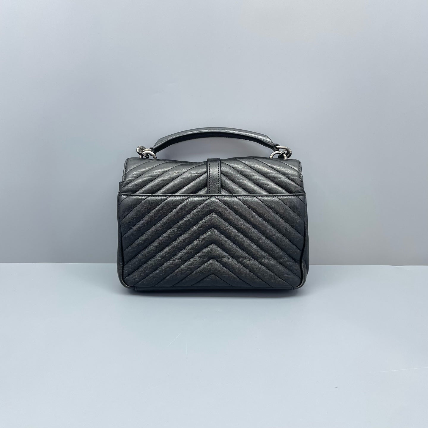 Saint Laurent - College Monogram Bag - Leather - Metallic Black - (Small)