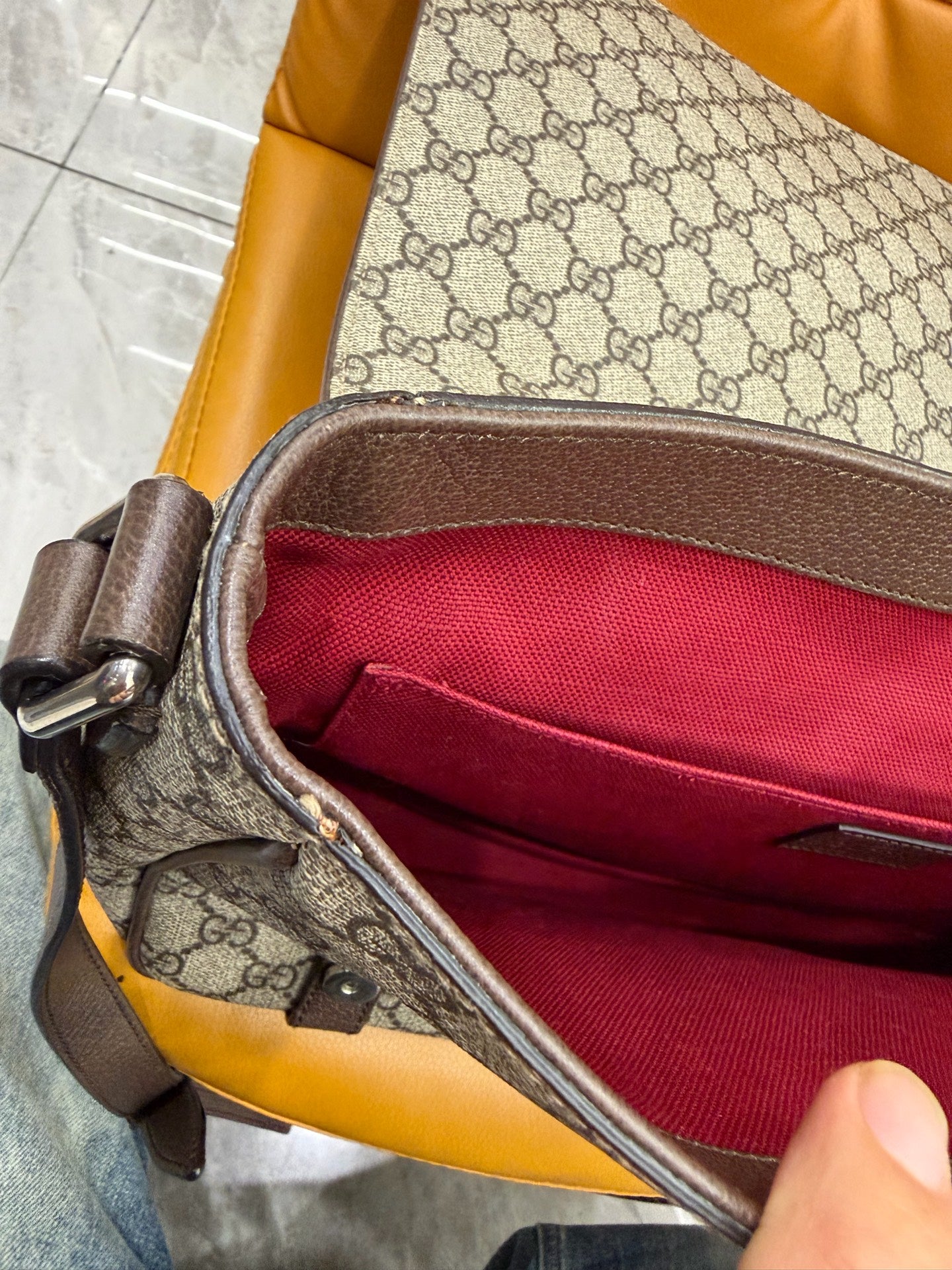 Gucci - Retro GG Messenger Bag - GG Supreme Canvas with Leather trim - Beige - (Medium)