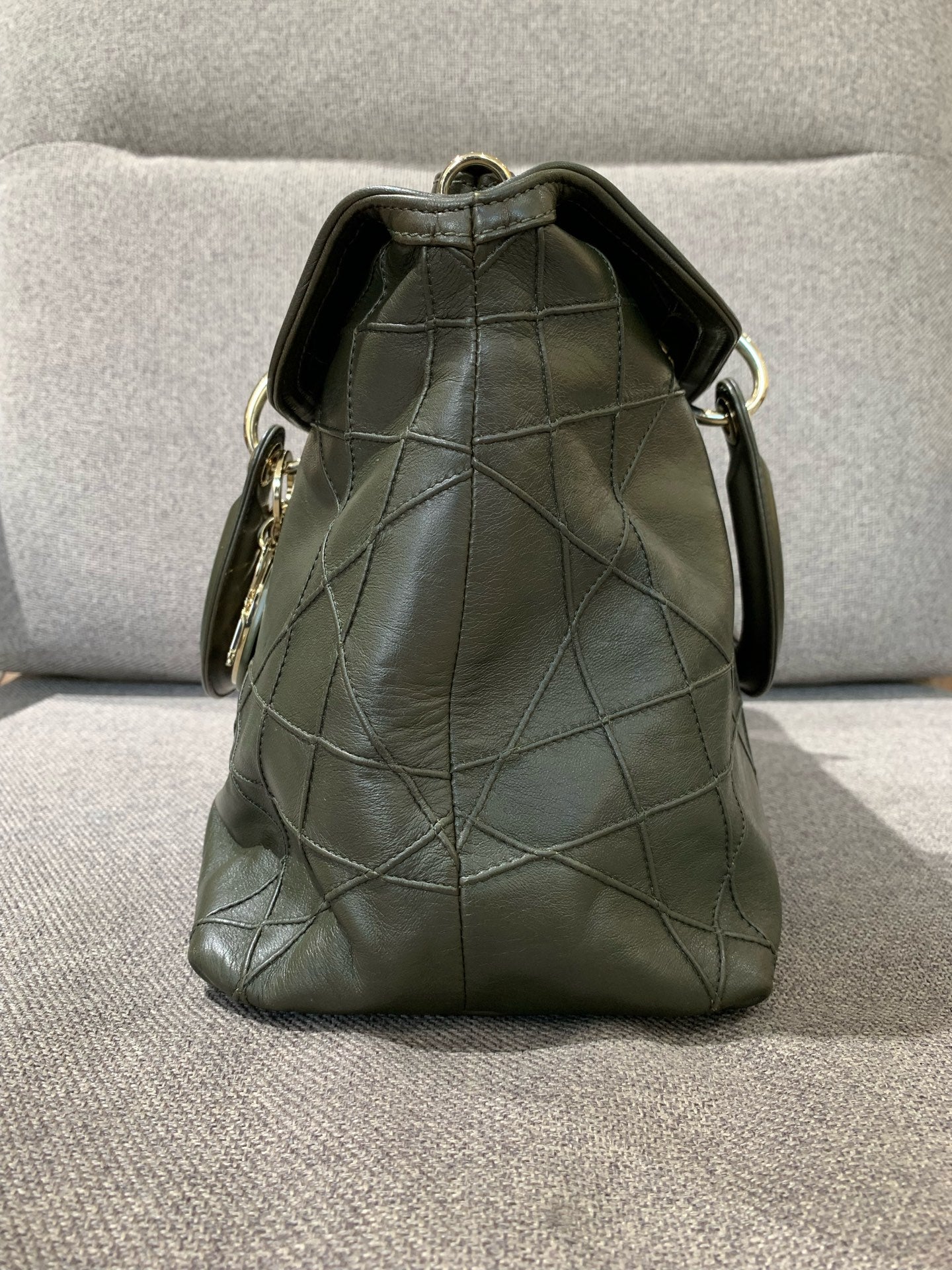 Dior - Cannage Handbag - Leather - Green - (medium)