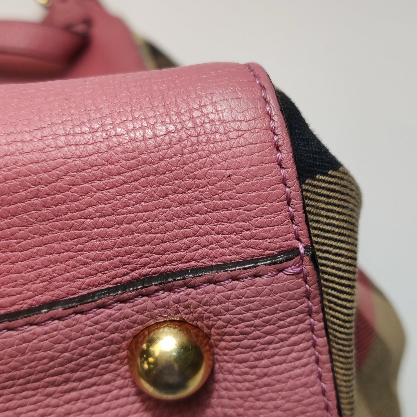 Burberry - House Check Leather Tote Bag - Leather and canvas - Pink - (medium)