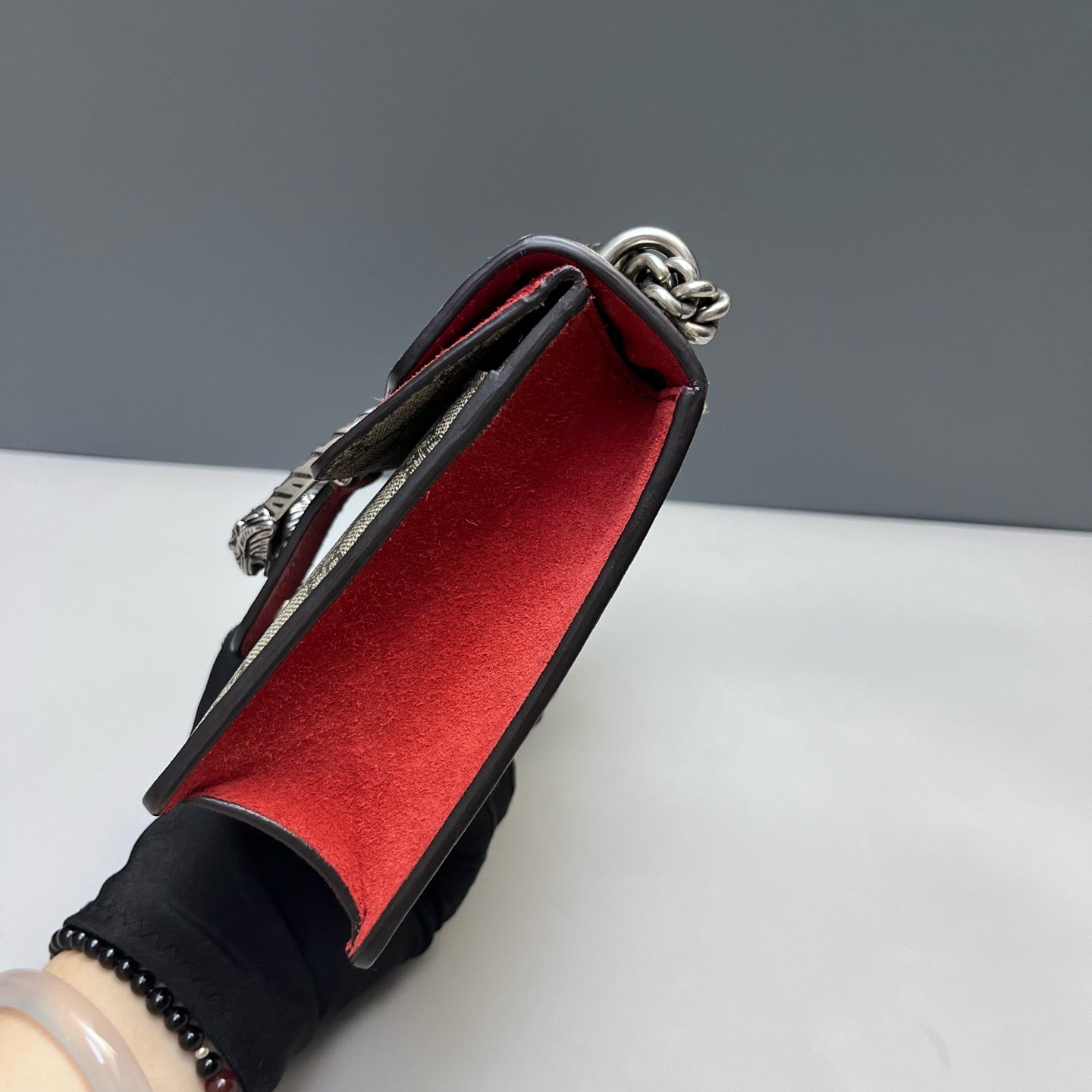 Gucci - Dionysus Chain Bag - GG Supreme canvas and suede leather - Beige, Brown and Red - (Small)