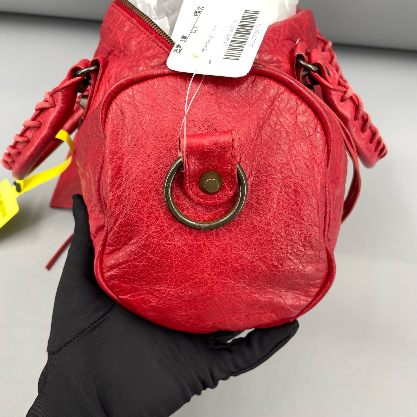 Balenciaga - Boston Motorcycle Bag 241511L5967 - Distressed lambskin leather - Red - (Small)