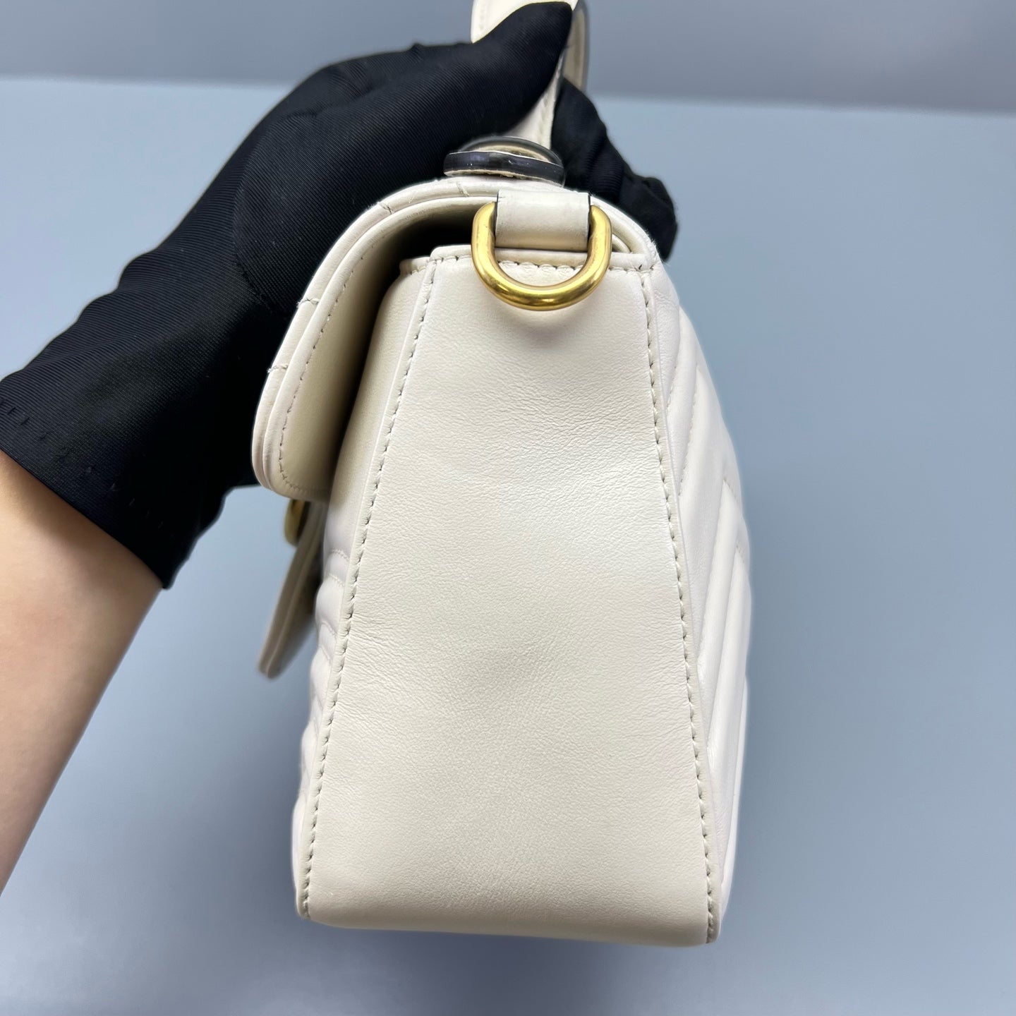 Gucci - GG Marmont Mini Top Handle Bag - Leather - White - (mini)