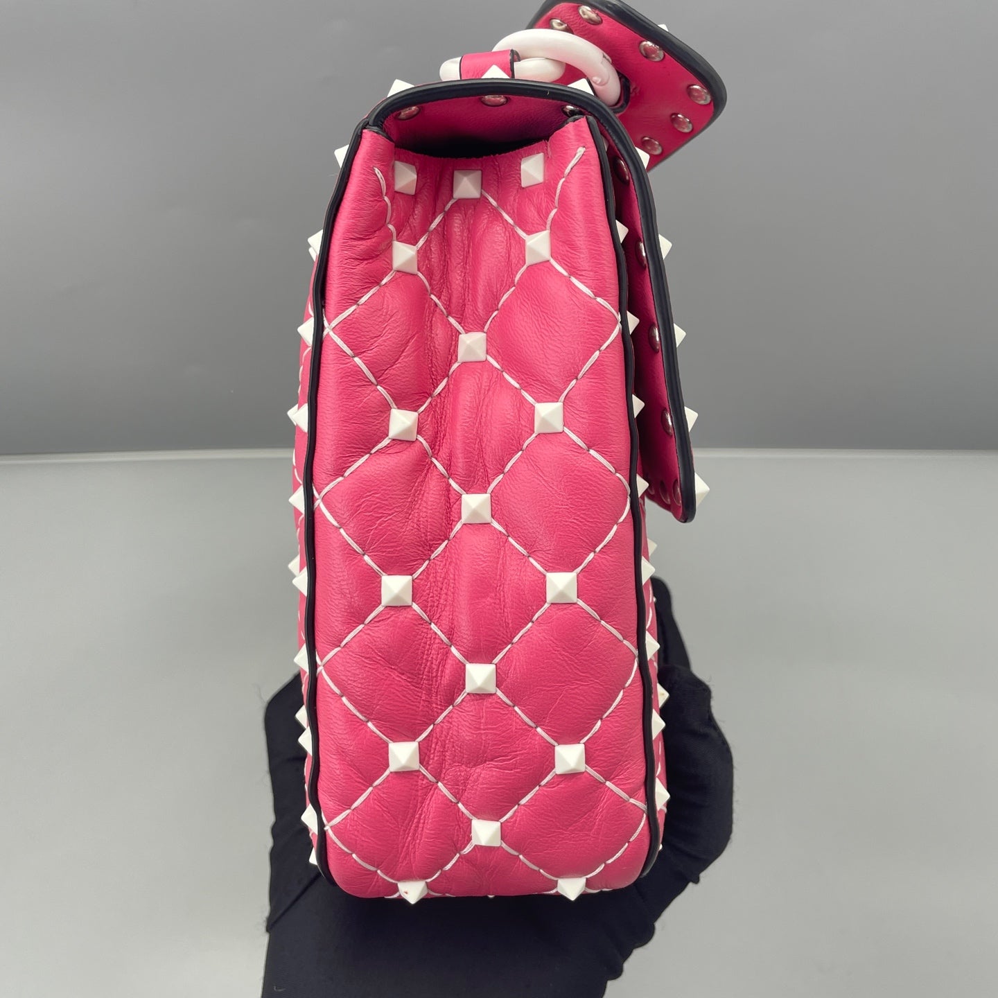 Valentino - Rockstud Spike Flap Bag - Leather - Pink - (small)