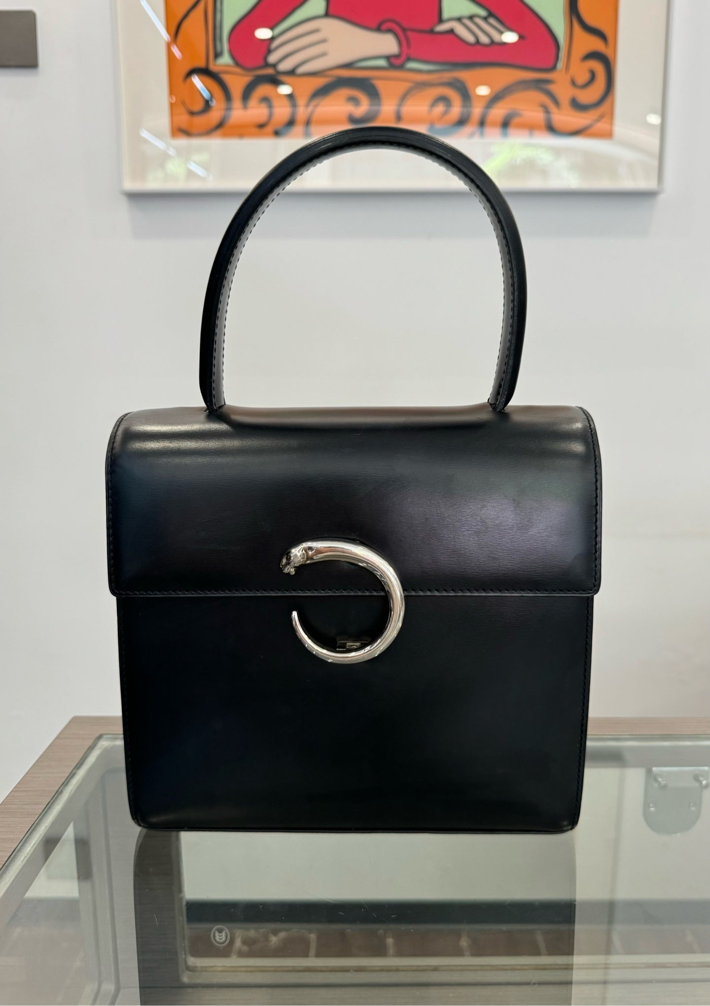 Cartier - Panthère Top Handle Bag - Leather - Black - (small)