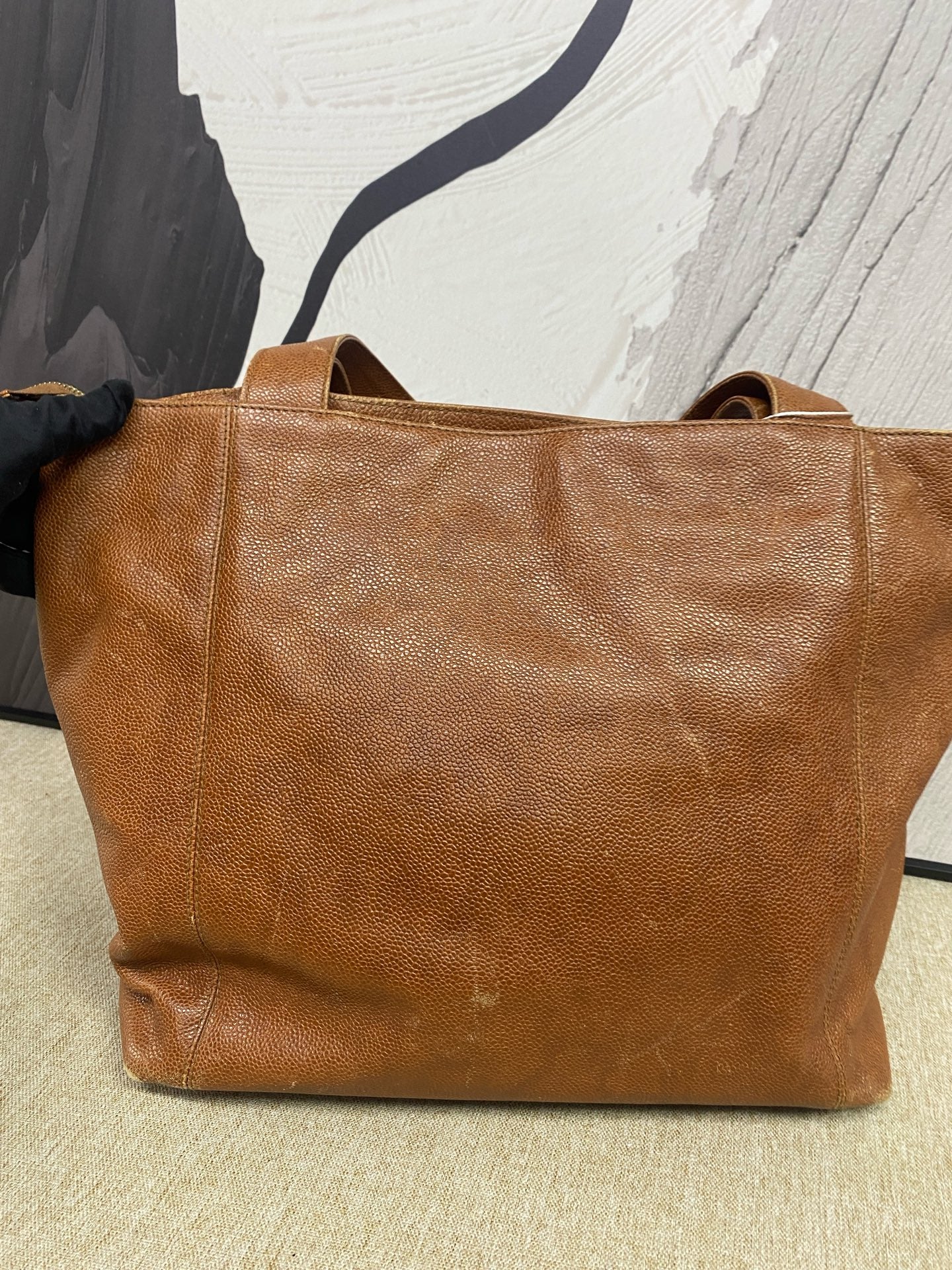 Chanel - Chanel Vintage Embossed CC Tote - Grained calfskin leather - Brown - (Medium)
