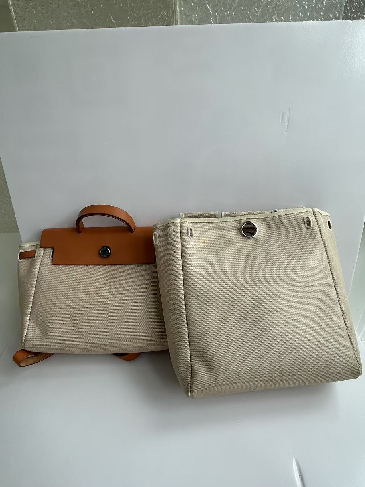 Hermès - Herbag Zip 31 - Cotton canvas and Vachette Hunter leather - Beige with natural brown leather accents - (medium)