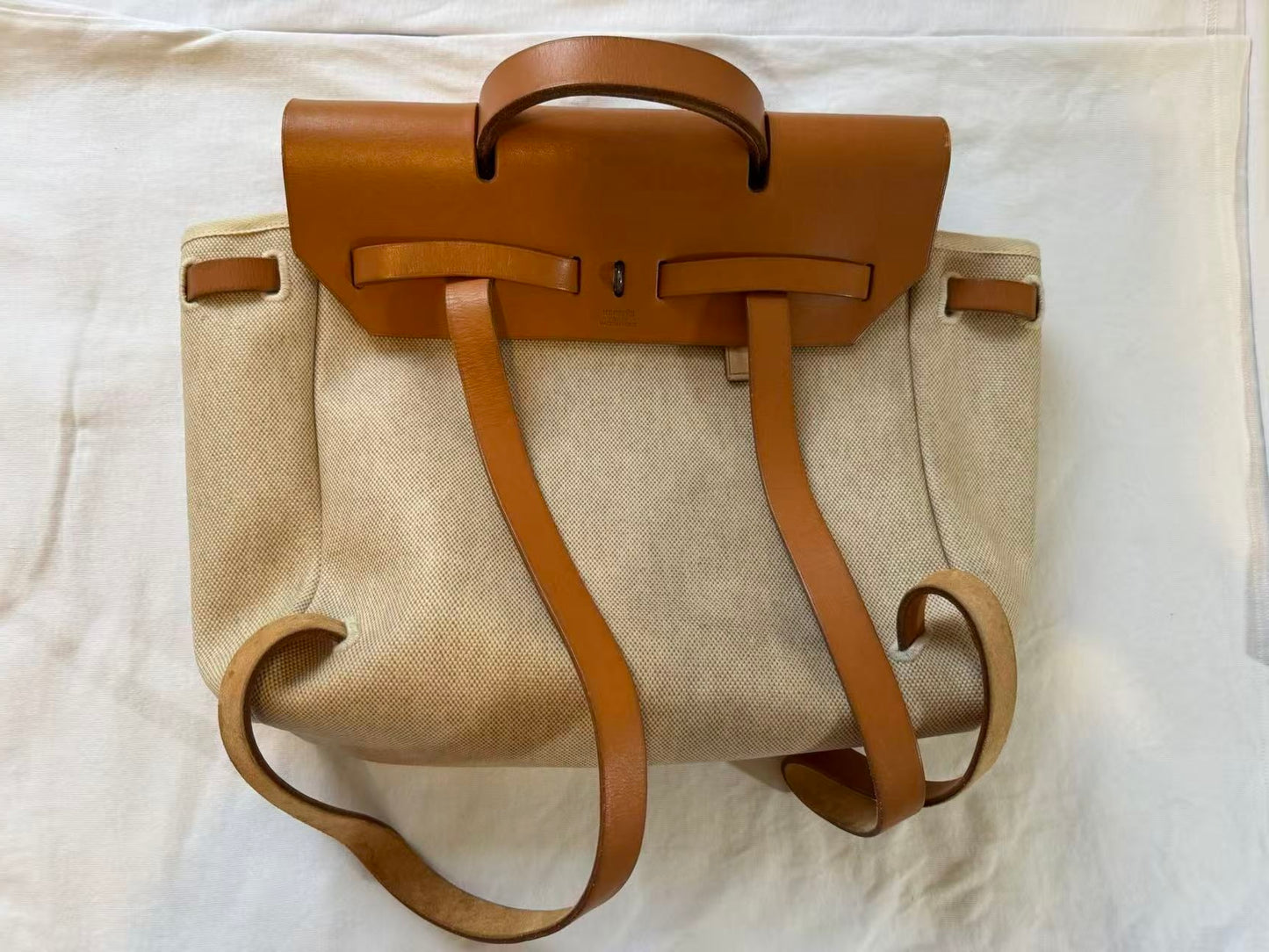 Hermès - Herbag Zip 31 - Cotton canvas and Vachette Hunter leather - Beige with natural brown leather accents - (medium)