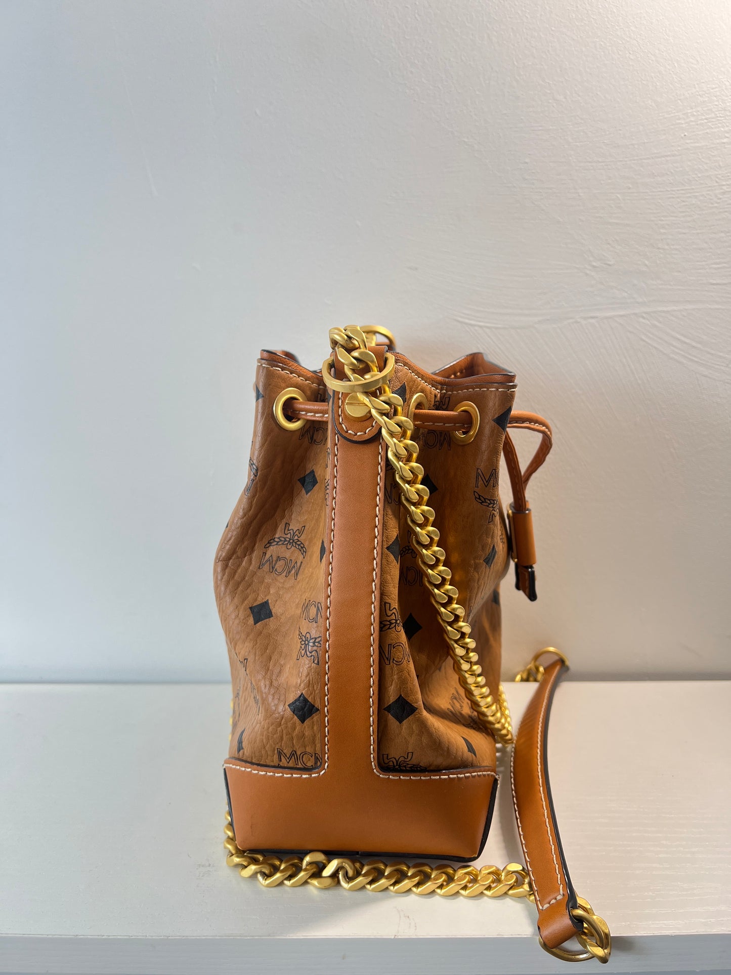 MCM - Visetos Essential Bucket Bag - Coated canvas and leather - Brown - (mini)