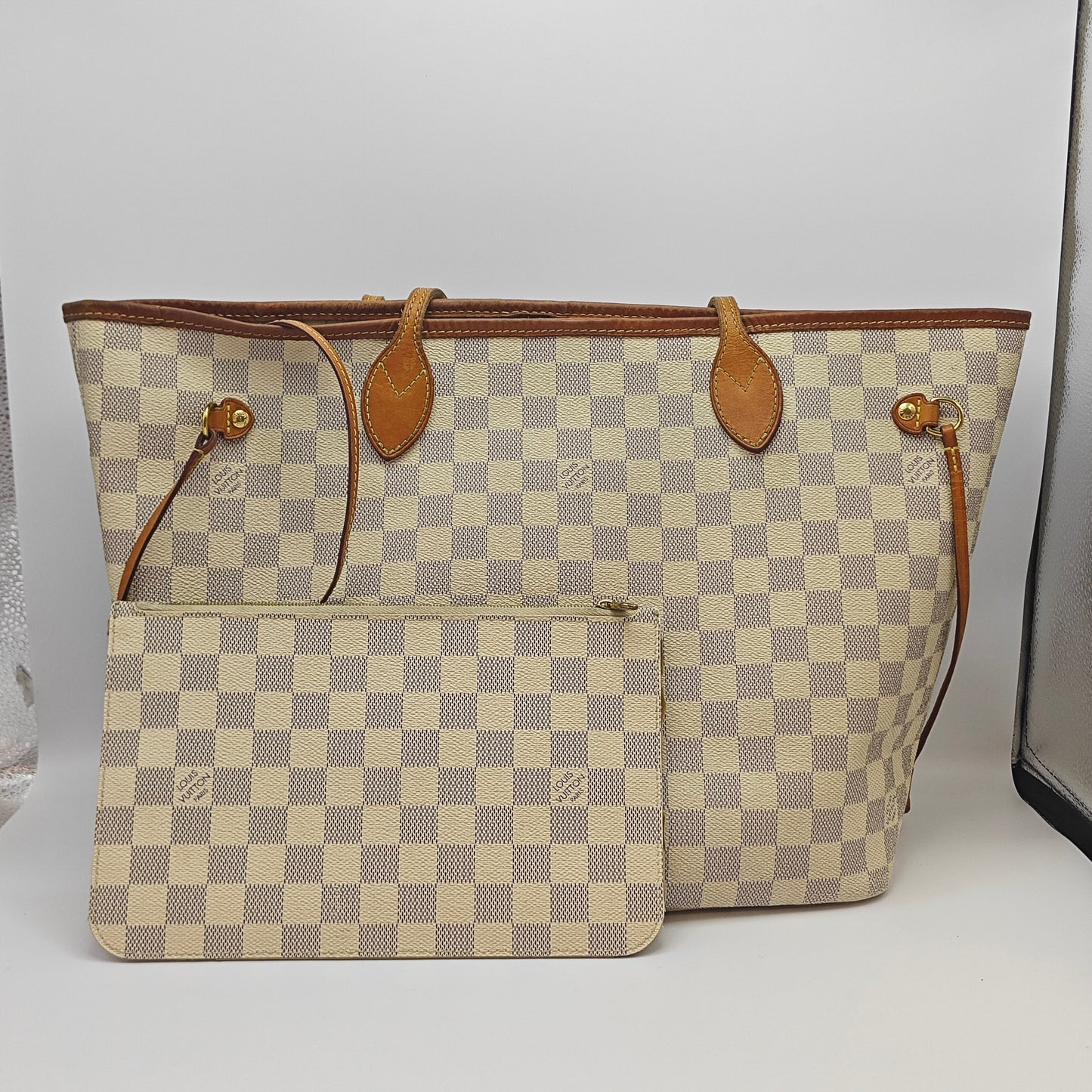 Louis Vuitton - Neverfull MM - Damier Azur coated canvas with Vachetta leather trim - Beige - (Medium)