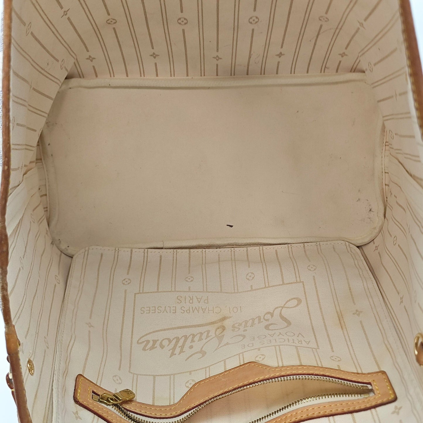 Louis Vuitton - Neverfull MM - Damier Azur coated canvas with Vachetta leather trim - White - (medium)