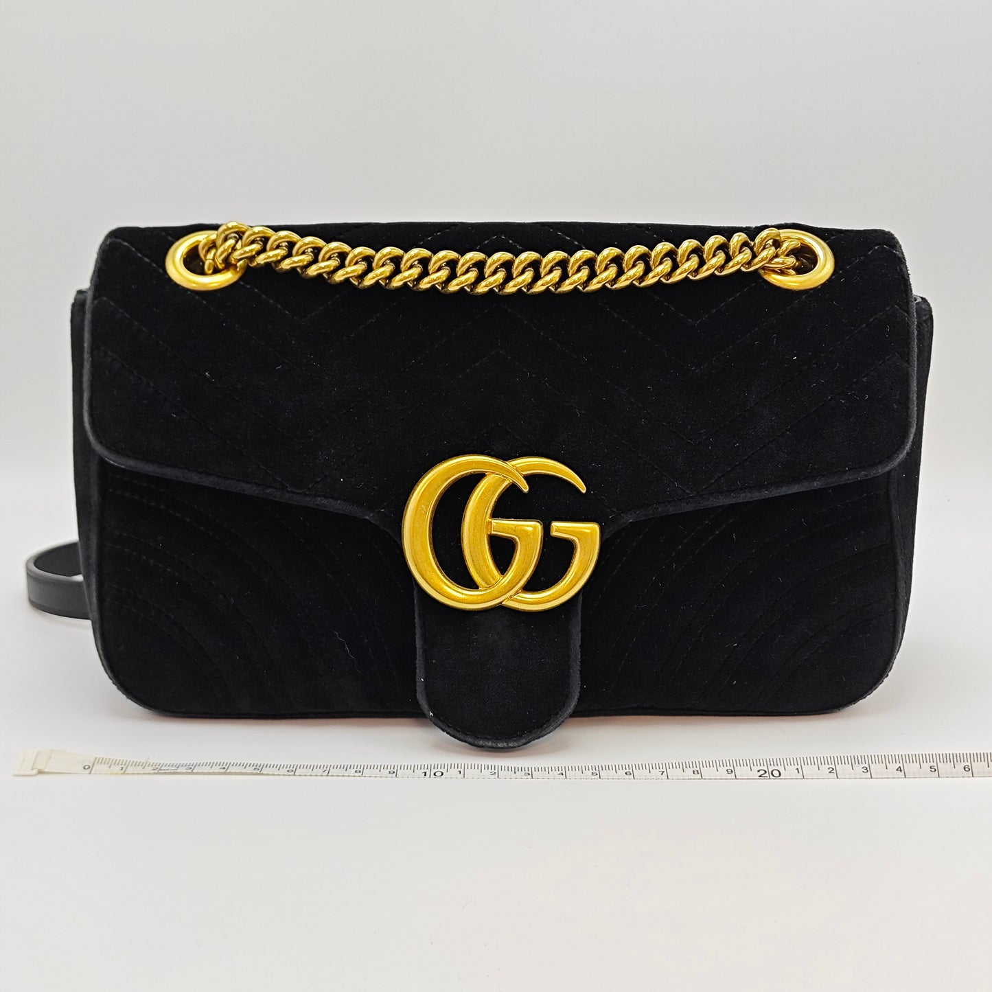 Gucci - GG Marmont Matelassé Shoulder Bag - Velvet - Black - (Small)