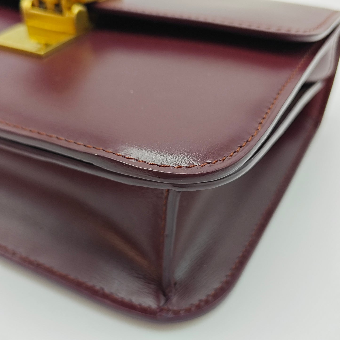 Celine - Teen Classic Box Bag - Leather - Burgundy - (mini)