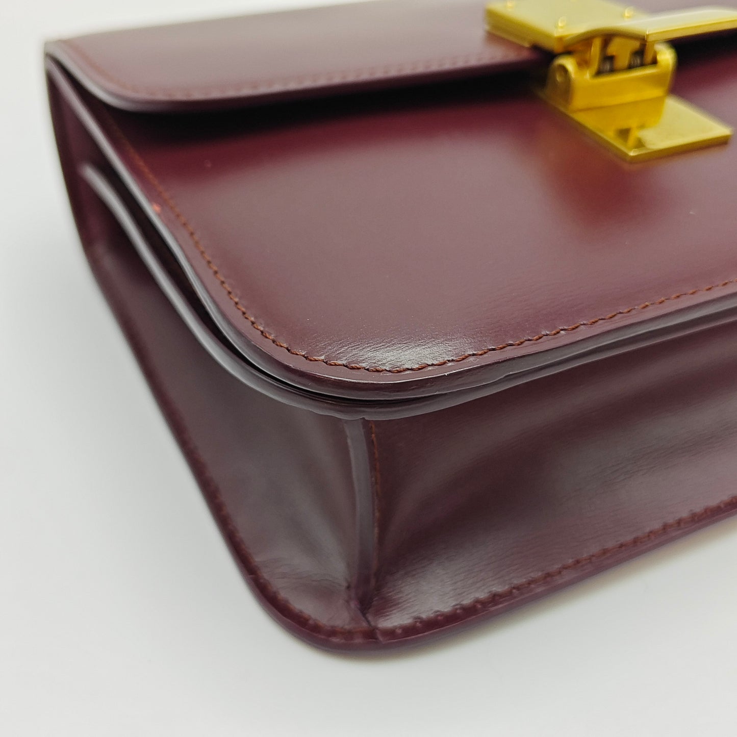 Celine - Teen Classic Box Bag - Leather - Burgundy - (mini)