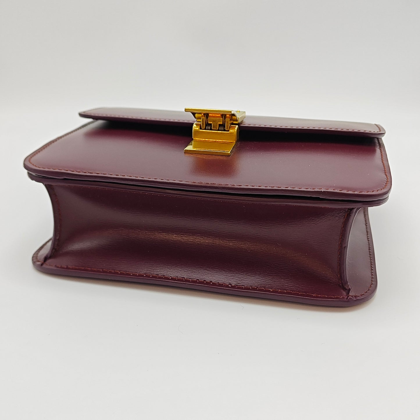Celine - Teen Classic Box Bag - Leather - Burgundy - (mini)