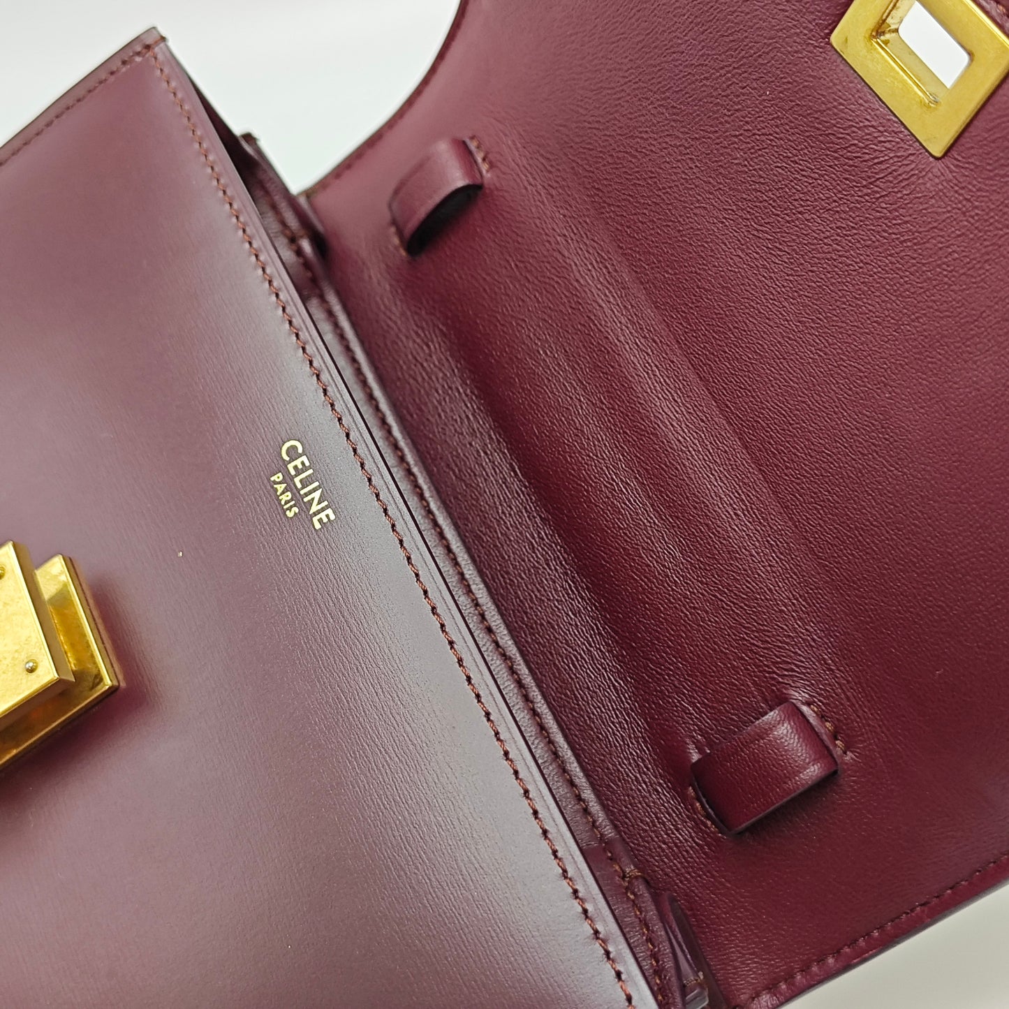 Celine - Teen Classic Box Bag - Leather - Burgundy - (mini)