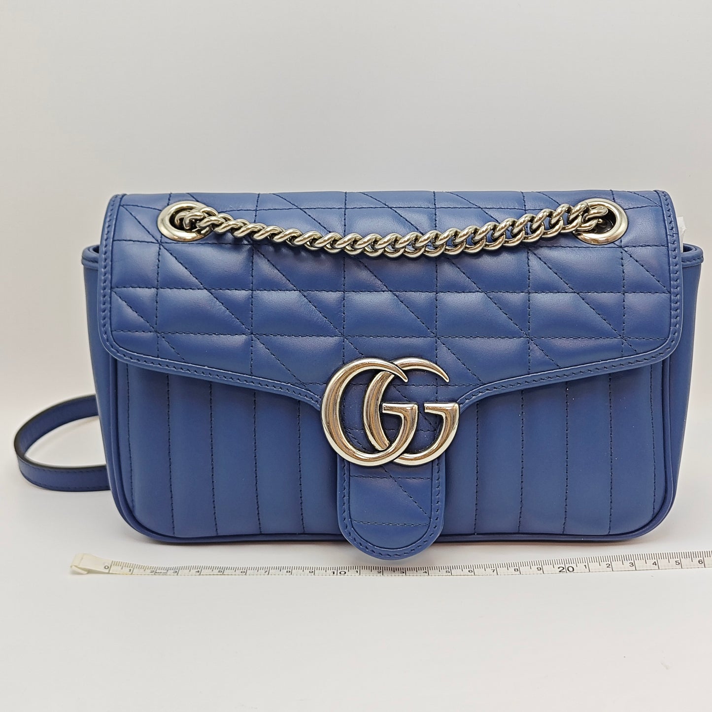 Gucci - GG Marmont Matelassé Shoulder Bag - Leather - Blue - (medium)