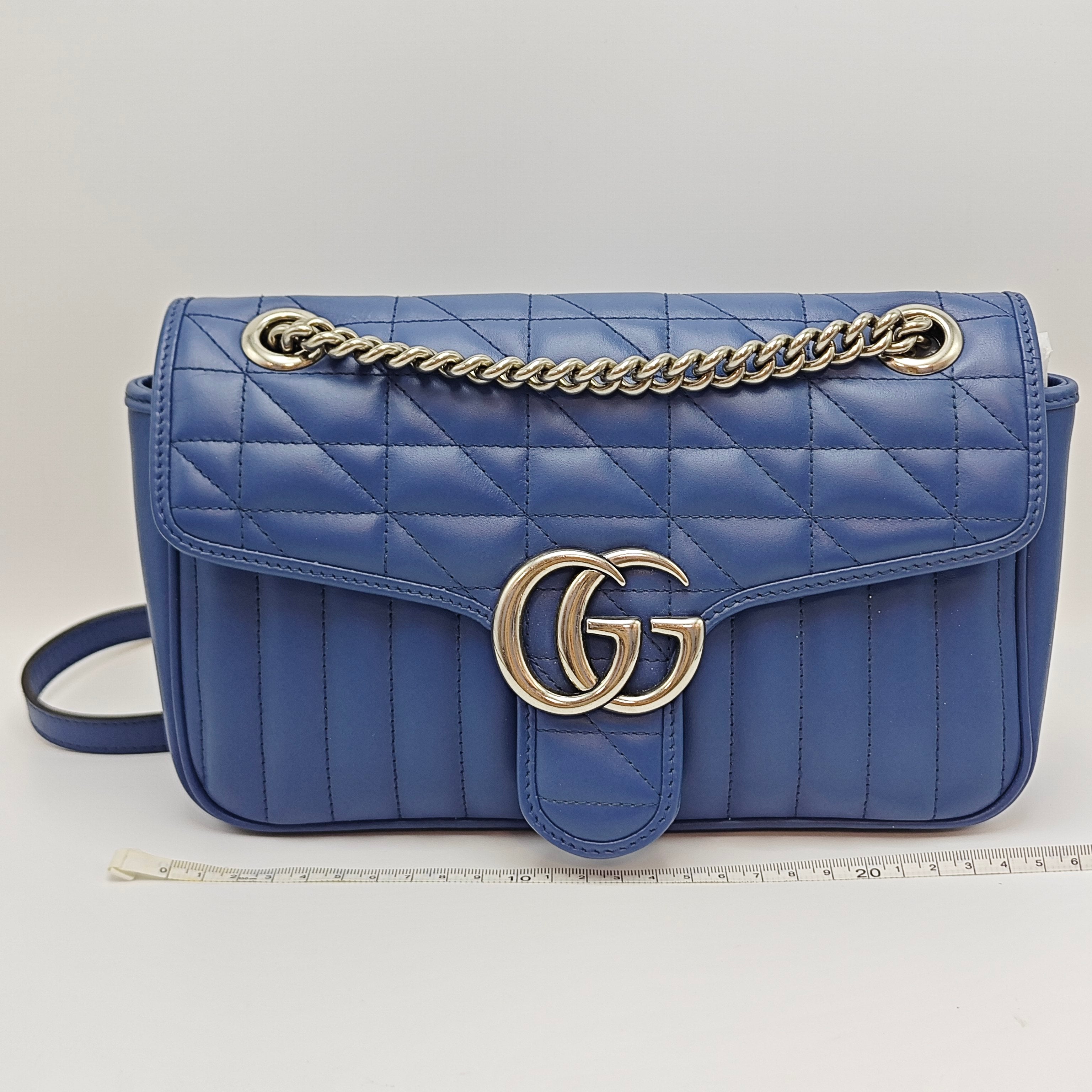 Gucci - GG Marmont Matelassé Shoulder Bag 26 - Leather - Blue