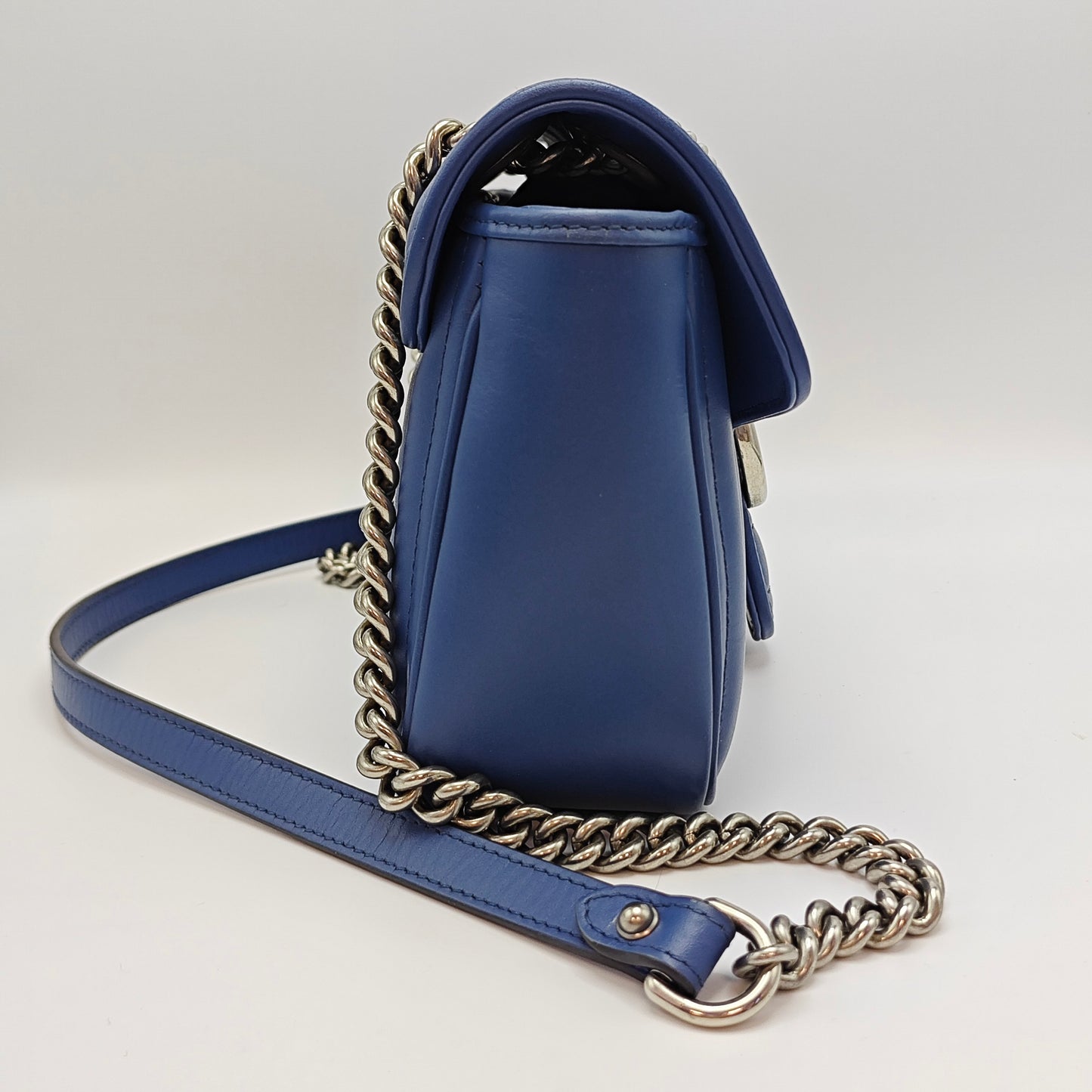 Gucci - GG Marmont Matelassé Shoulder Bag - Leather - Blue - (medium)