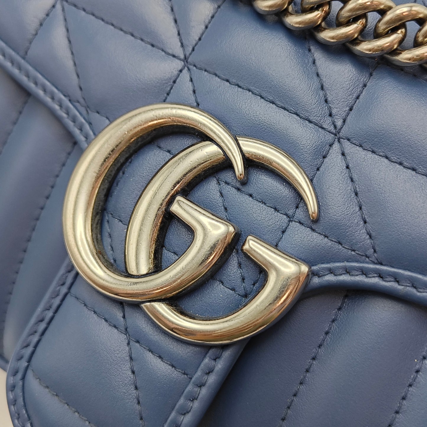Gucci - GG Marmont Matelassé Shoulder Bag - Leather - Blue - (medium)