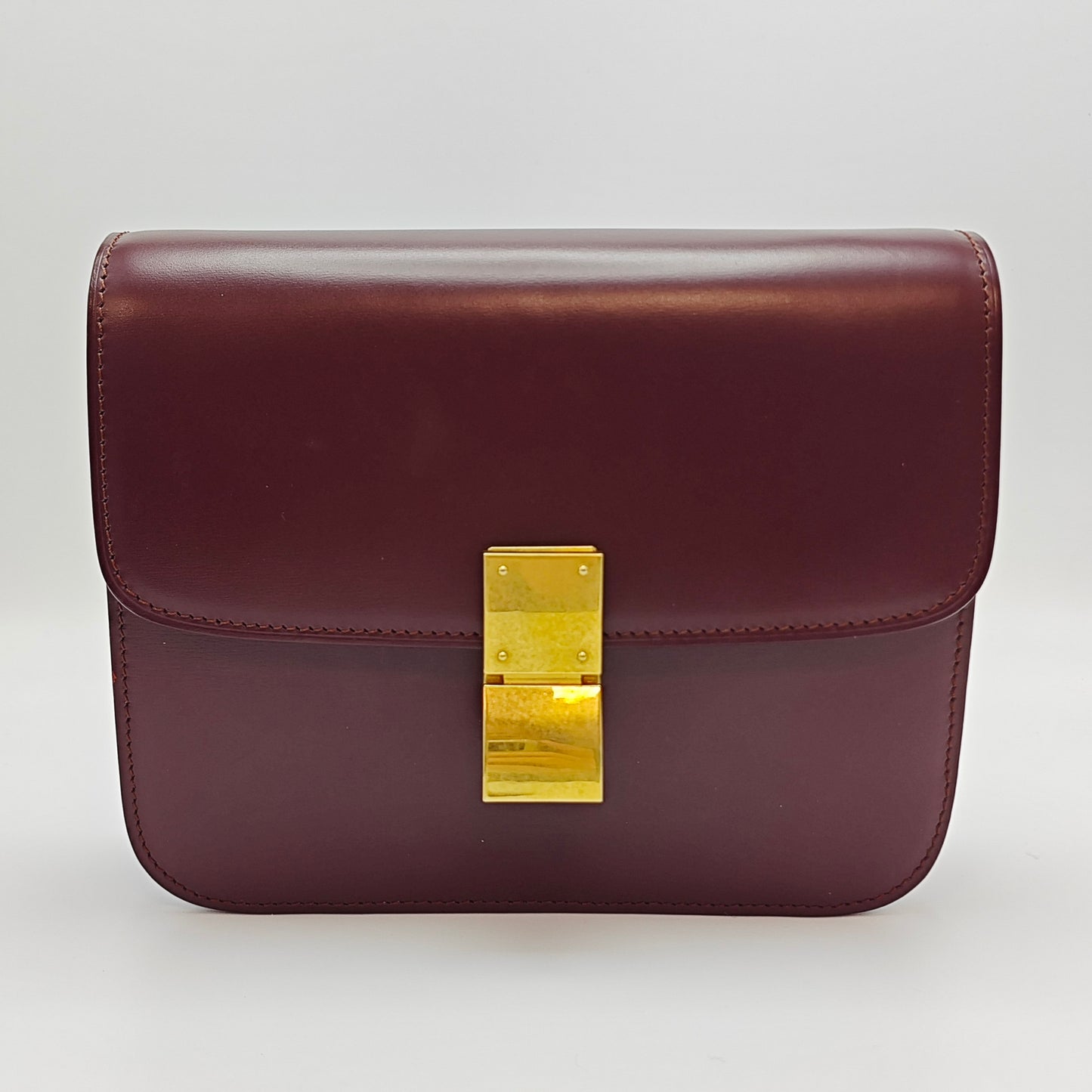 Celine - Teen Classic Box Bag - Leather - Burgundy - (mini)