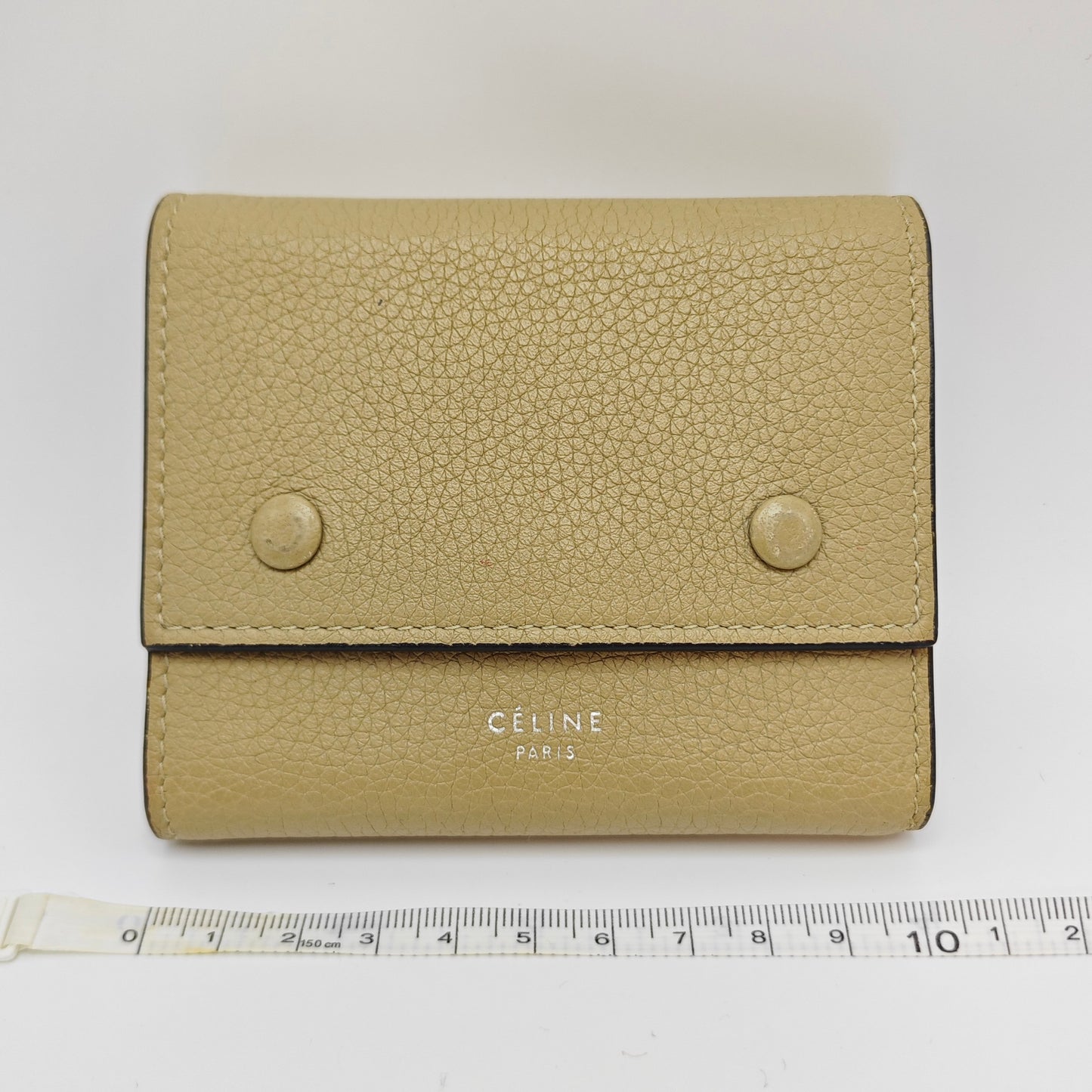 Celine - Small Tri-fold Wallet - Grained calfskin leather - Beige - (mini)