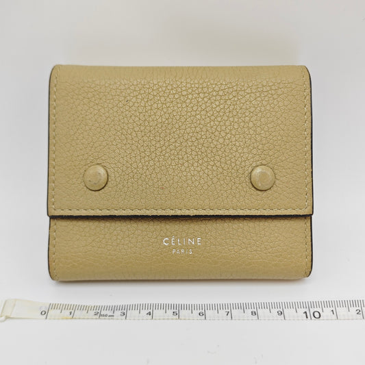 Celine - Small Tri-fold Wallet - Grained calfskin leather - Beige - (mini)