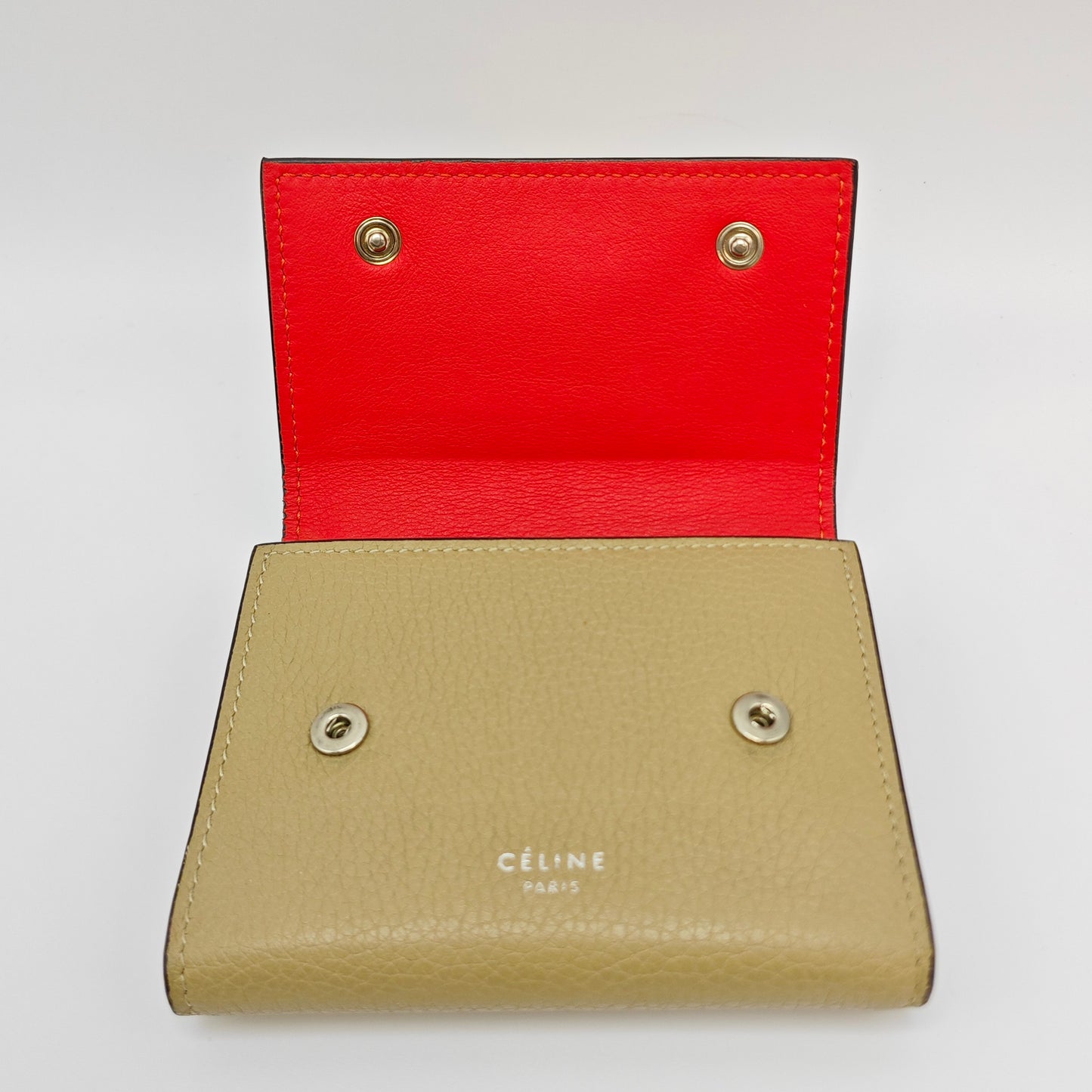 Celine - Small Tri-fold Wallet - Grained calfskin leather - Beige - (mini)