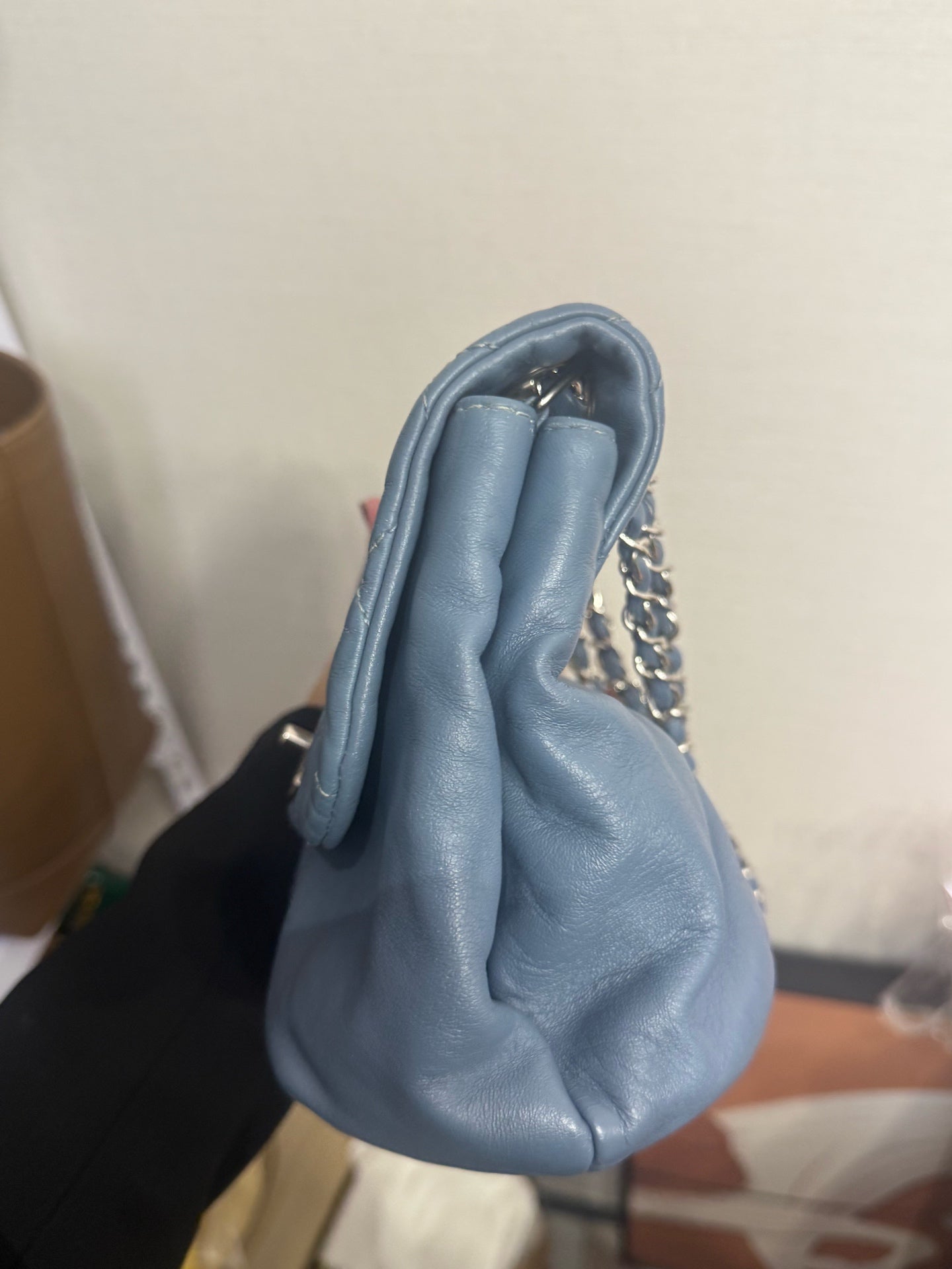Chanel - Quilted Dumpling Flap Bag - Lambskin leather - Hazy Blue with Silver-Tone Hardware - (mini)