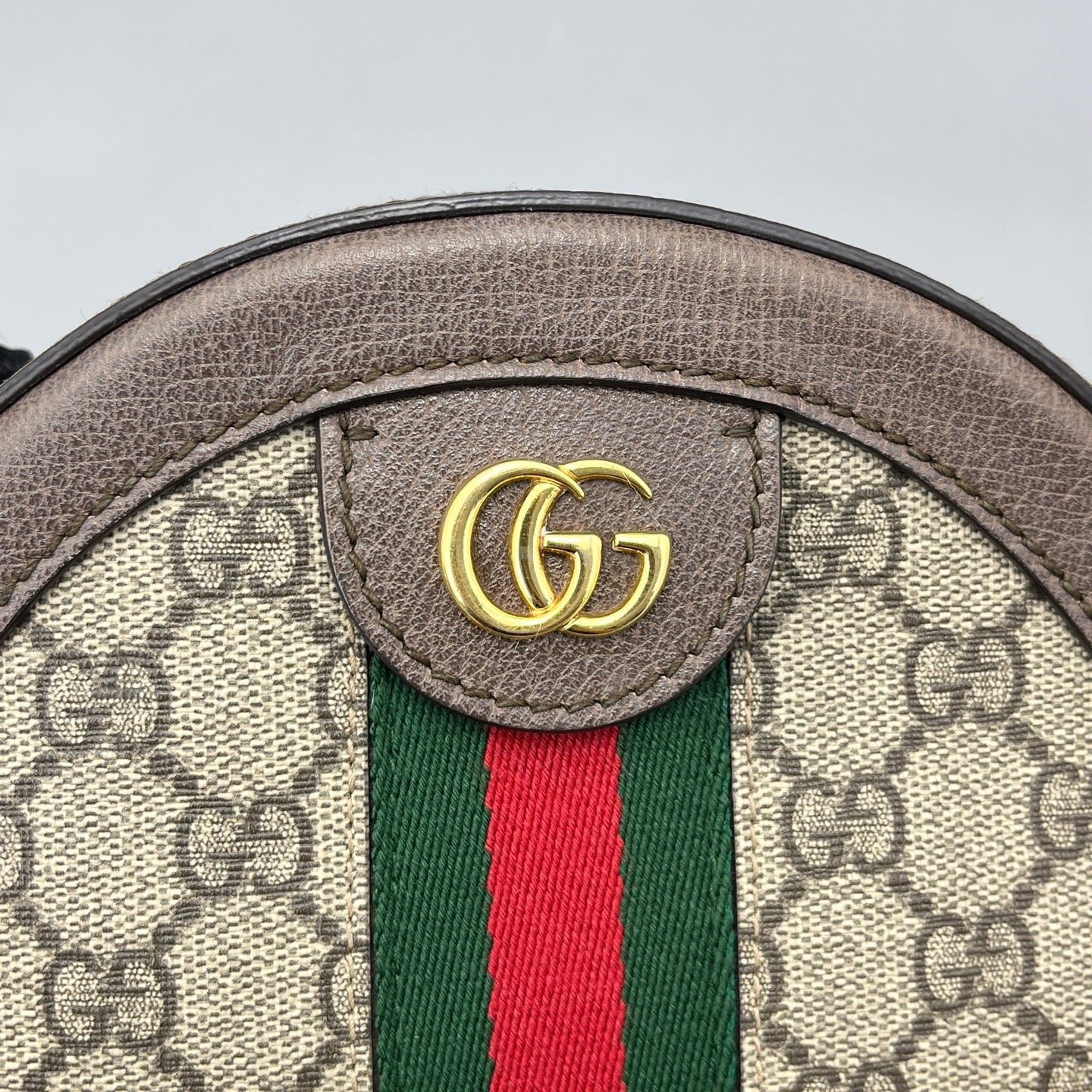 Gucci - Ophidia Round Mini Bag - GG Supreme canvas with leather trim - Brown - (mini)