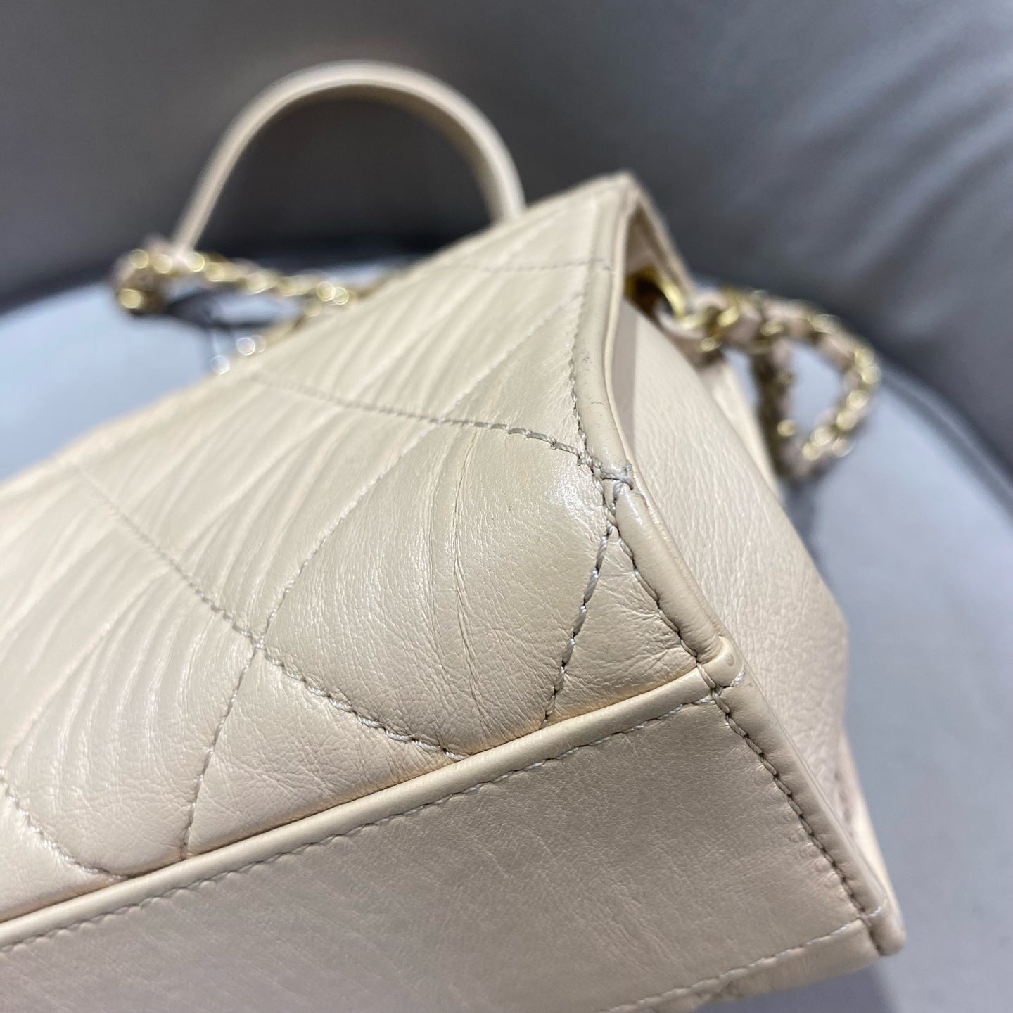 Chanel - Top Handle Flap Bag - Lambskin leather - Beige - (mini)