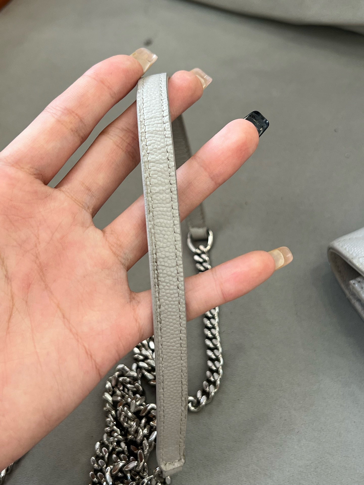 Saint Laurent - Envelope Wallet on Chain (WOC) - Leather - Grey - (mini)