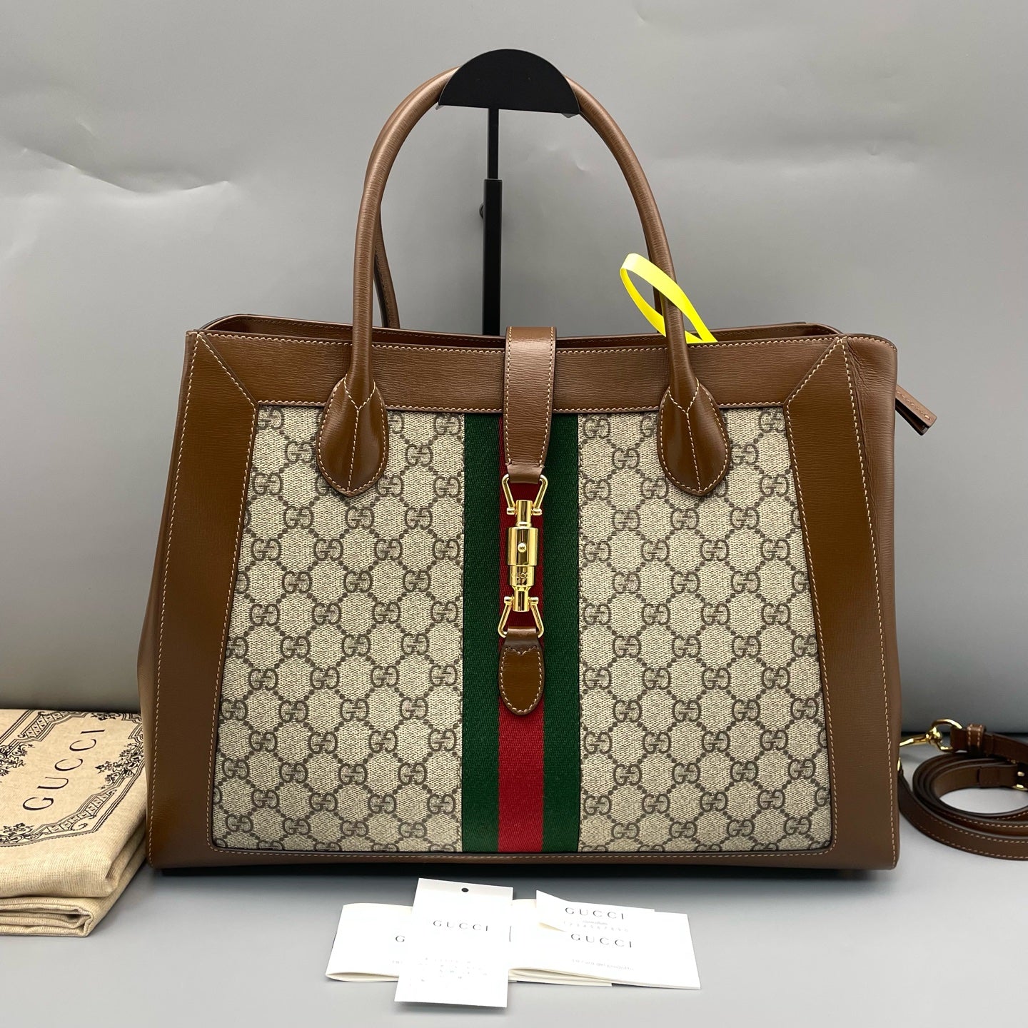 Gucci - 1961 Large Tote Bag - GG Supreme canvas with leather trim - Brown - (large)