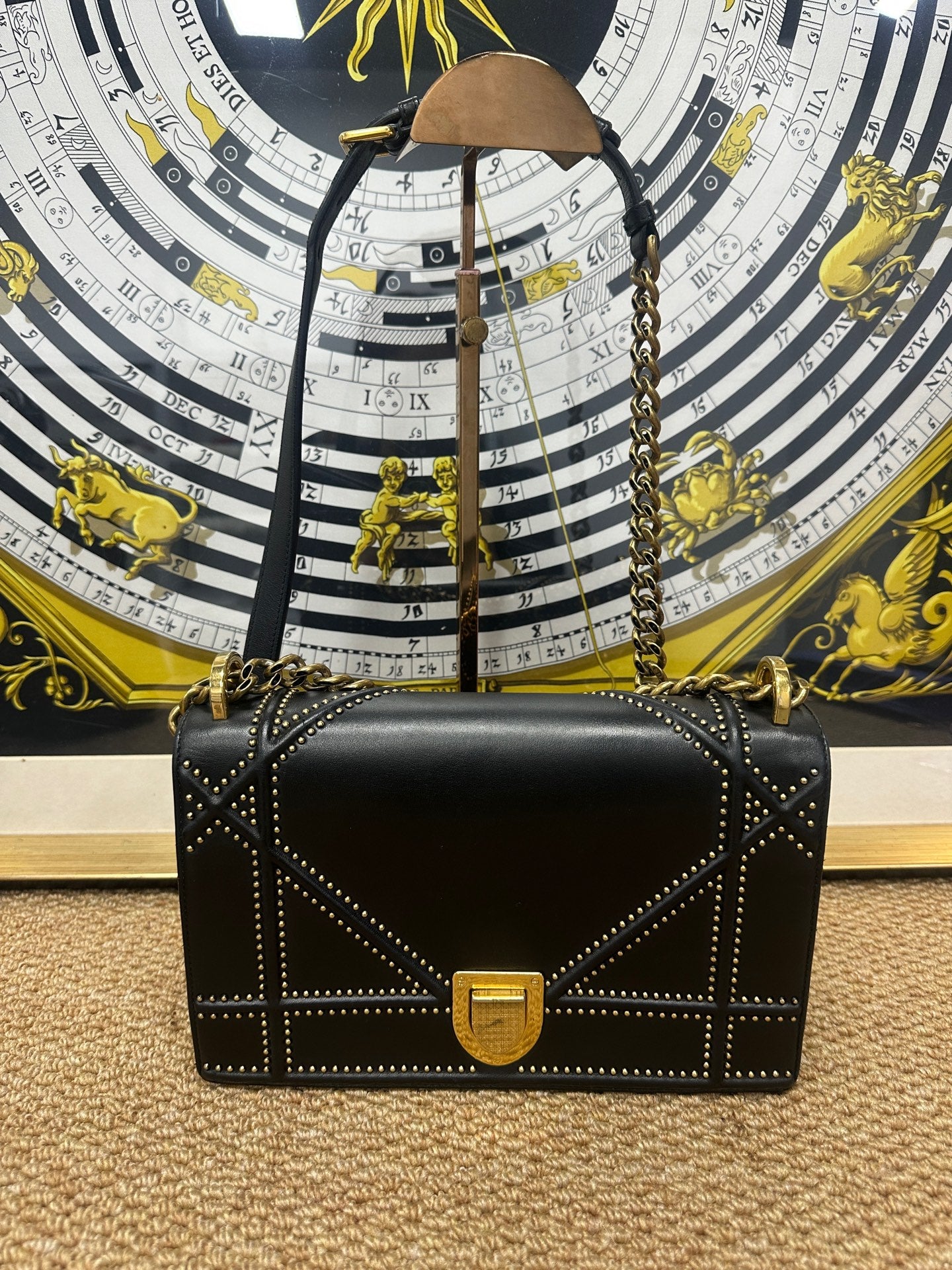 Dior - Black Studded Shield Bag - Leather - Black - (Medium)