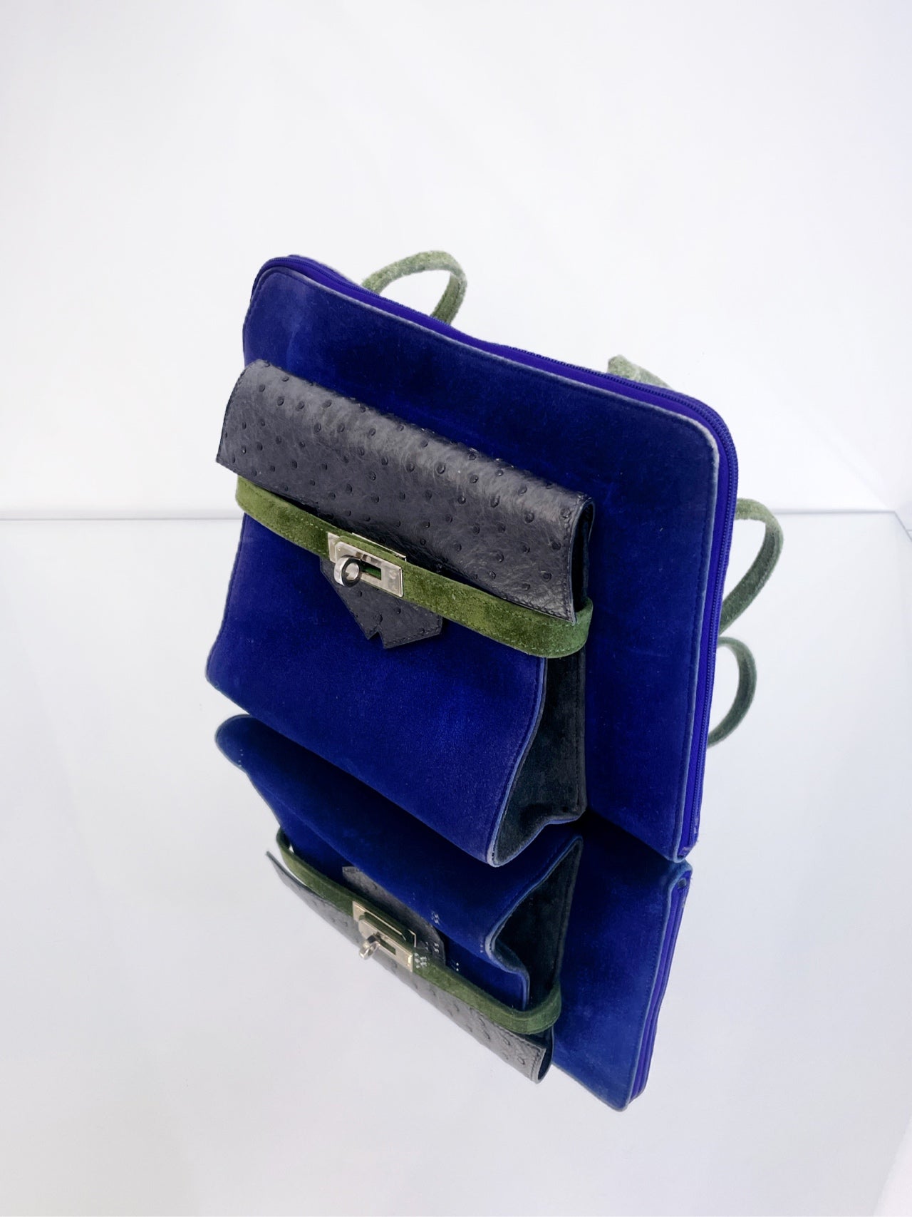 Hermès - Amsterdam Shoulder Bag - Suede and Ostrich leather - Multicolour - (mini)