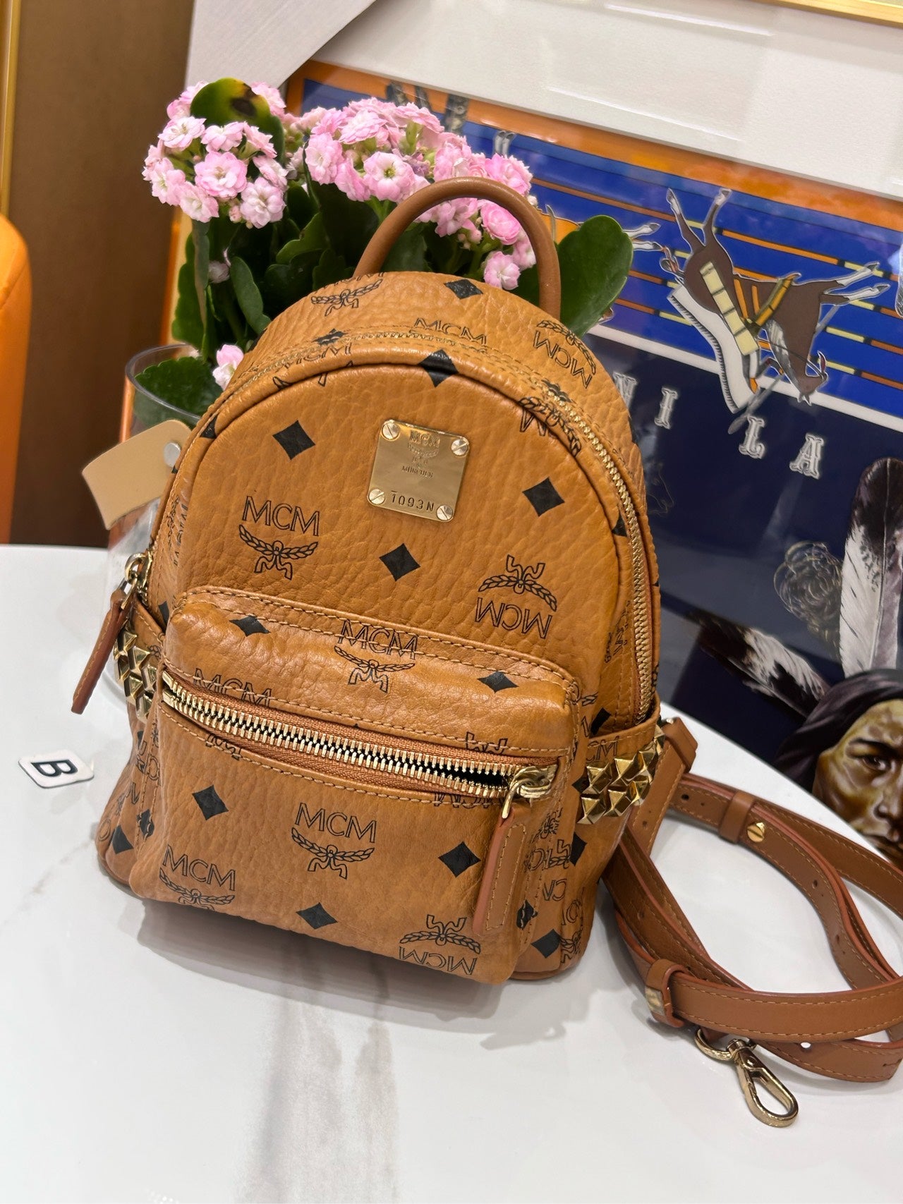 MCM - Stark Mini Backpack 1093N - Visetos coated canvas - Cognac - (mini)
