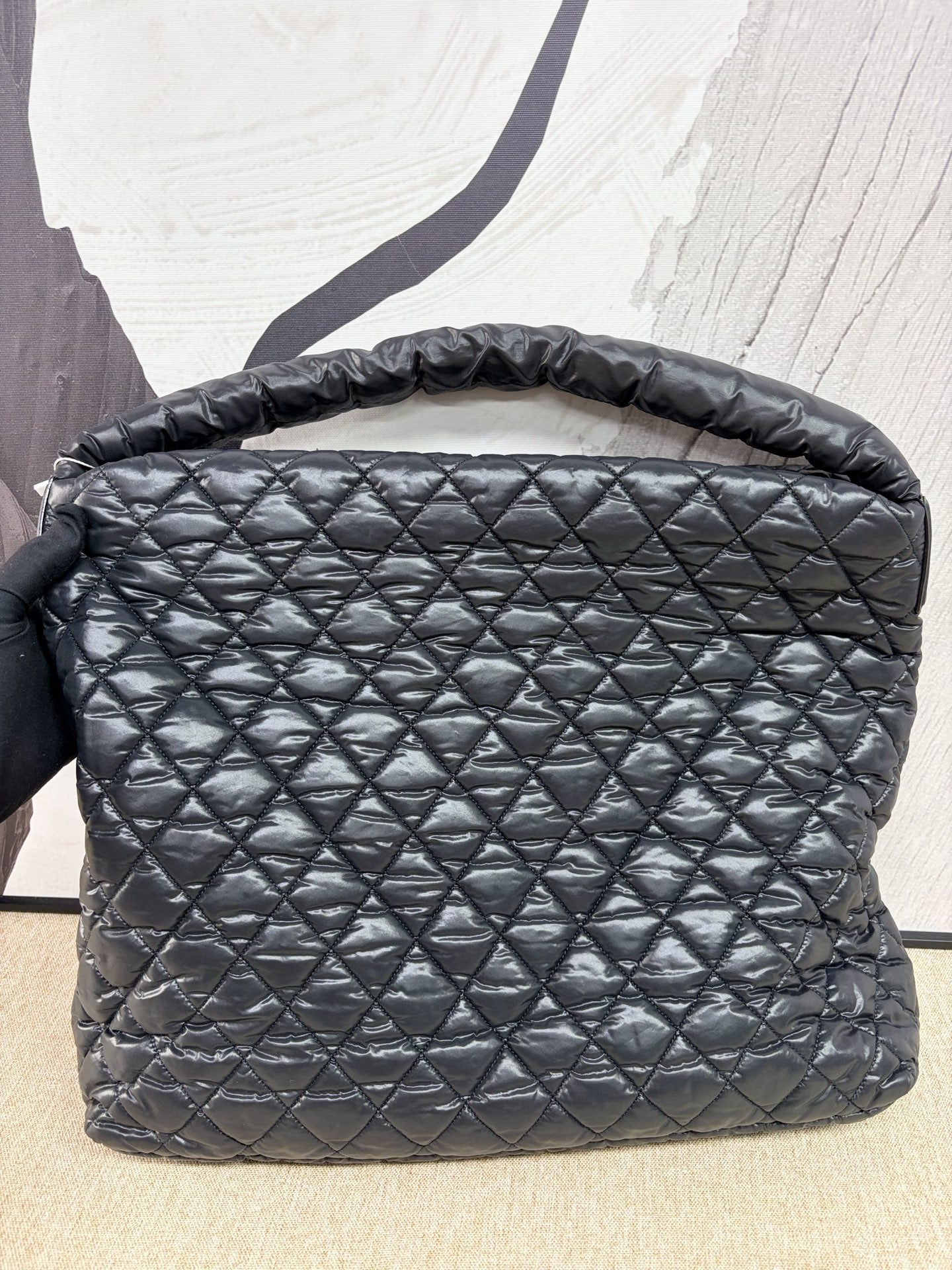 Chanel - Hobo Puffer Bag - High-quality puffer material (likely Polyamide/Nylon) - Black - (Large)