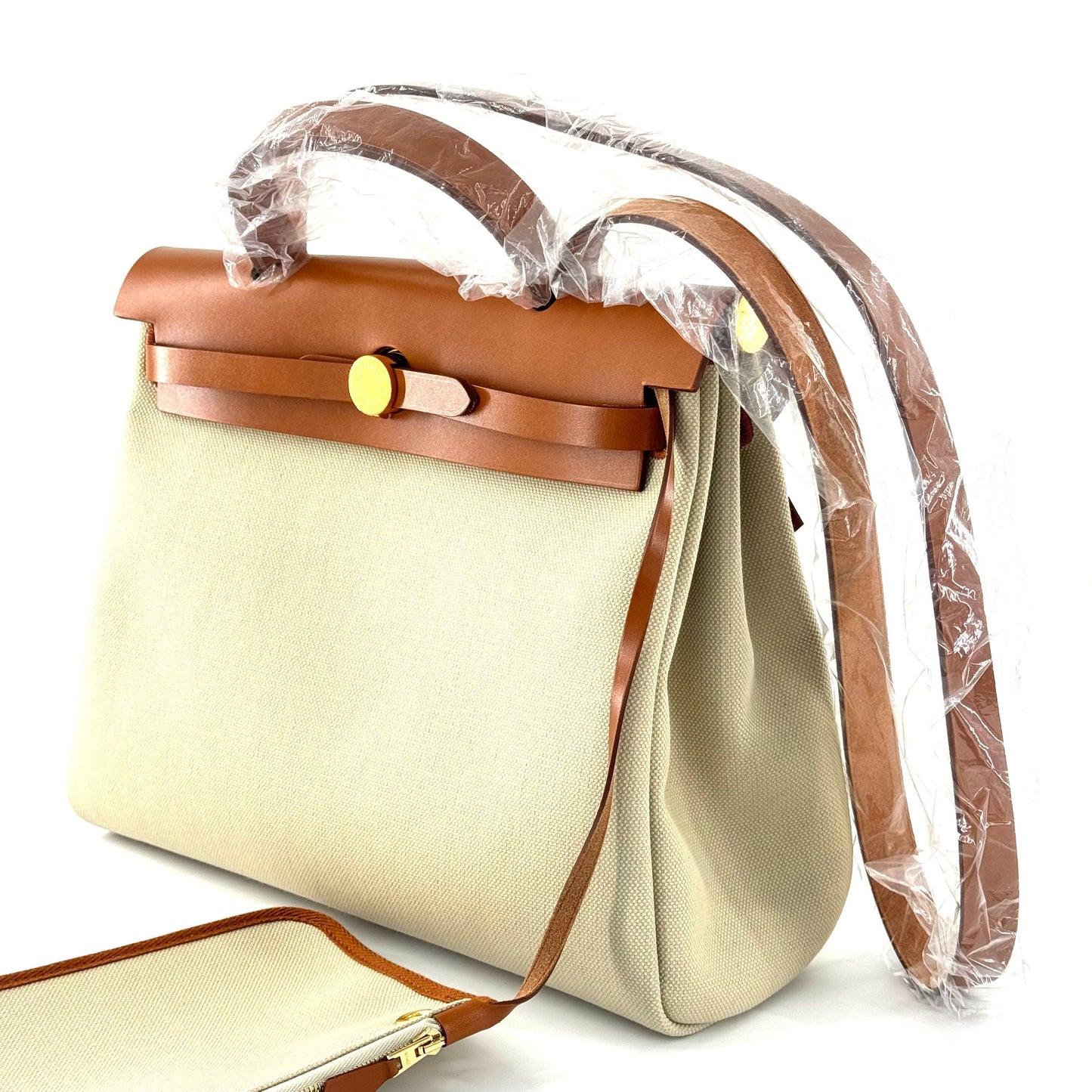 Hermes - Herbag Zip 31 Retourne - Canvas and Leather - Beige and Brown with Gold-Tone Hardware - (Medium)
