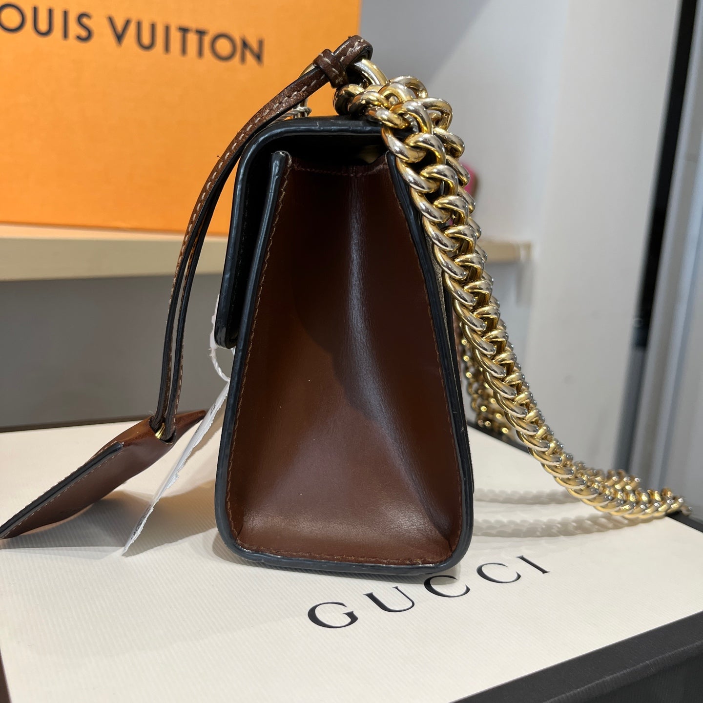 Gucci - Padlock Moonlight Treasure Box - GG Supreme canvas with leather trim - Beige and Brown with Black flap - (mini)