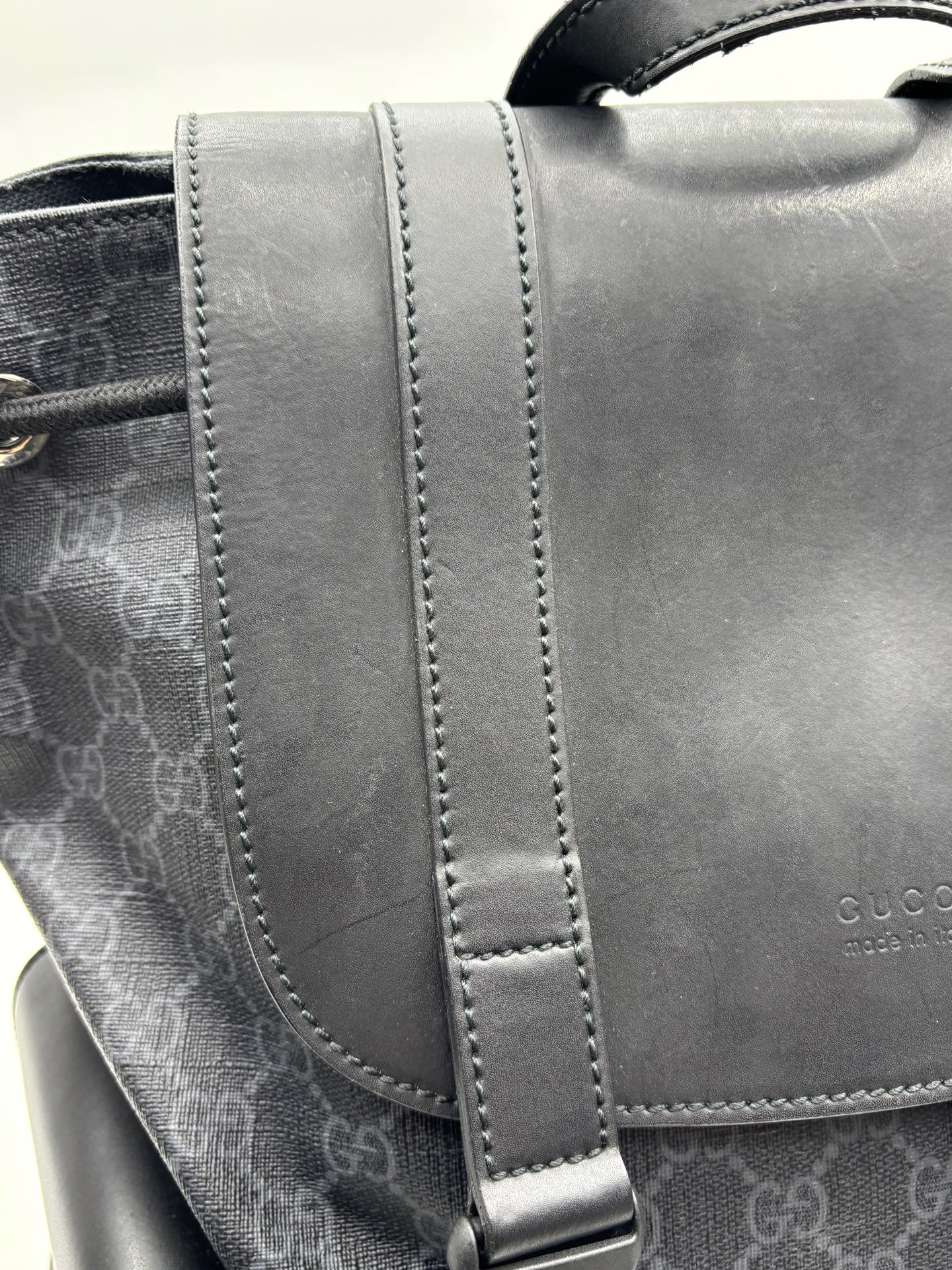 Gucci - GG Supreme Canvas Backpack - Canvas and leather patchwork - Black and Grey - (large)
