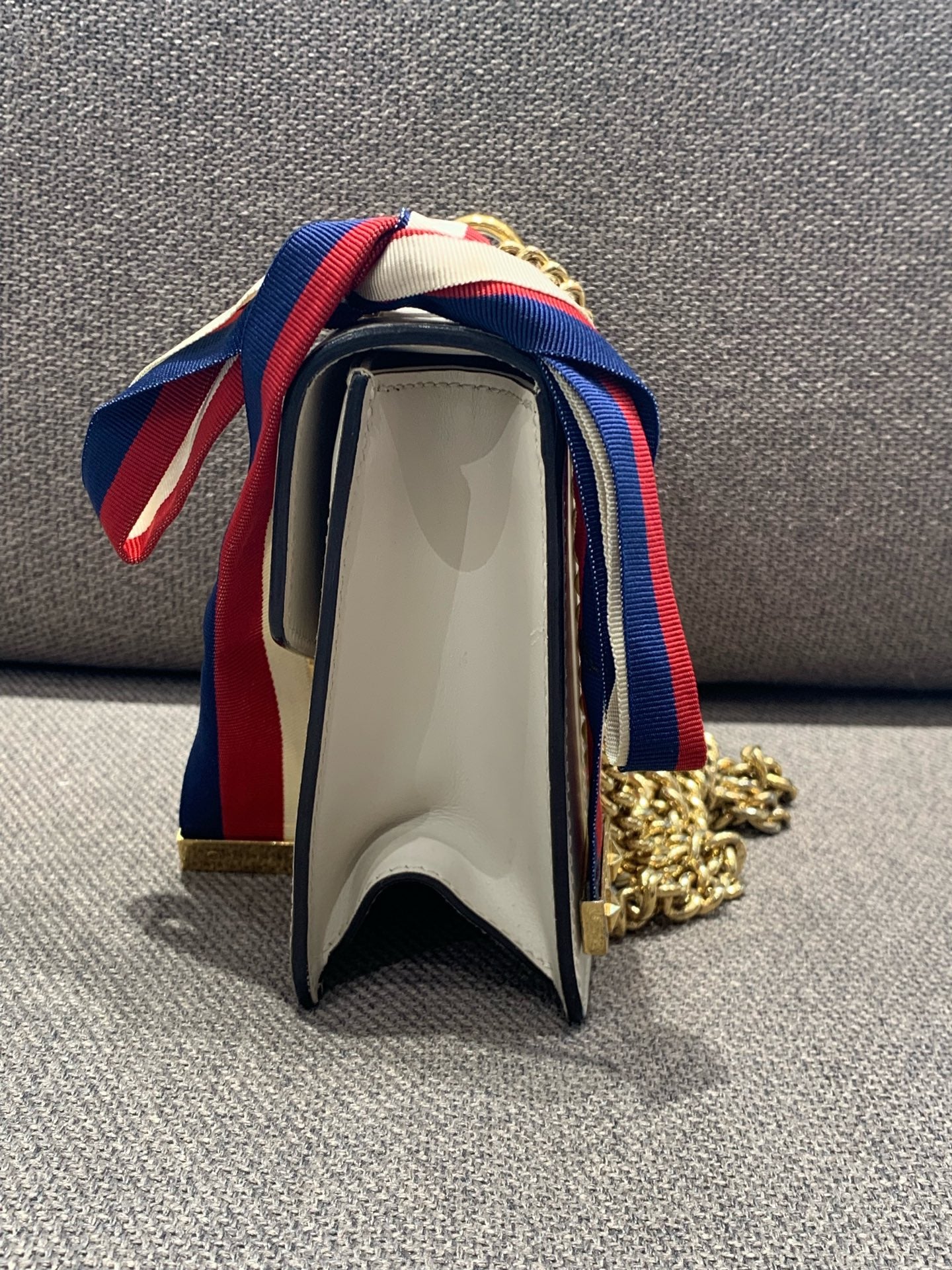 Gucci - Sylvie 1969 Mini Shoulder Bag - Smooth leather and Web fabric - White with Red and Navy Web - (mini)